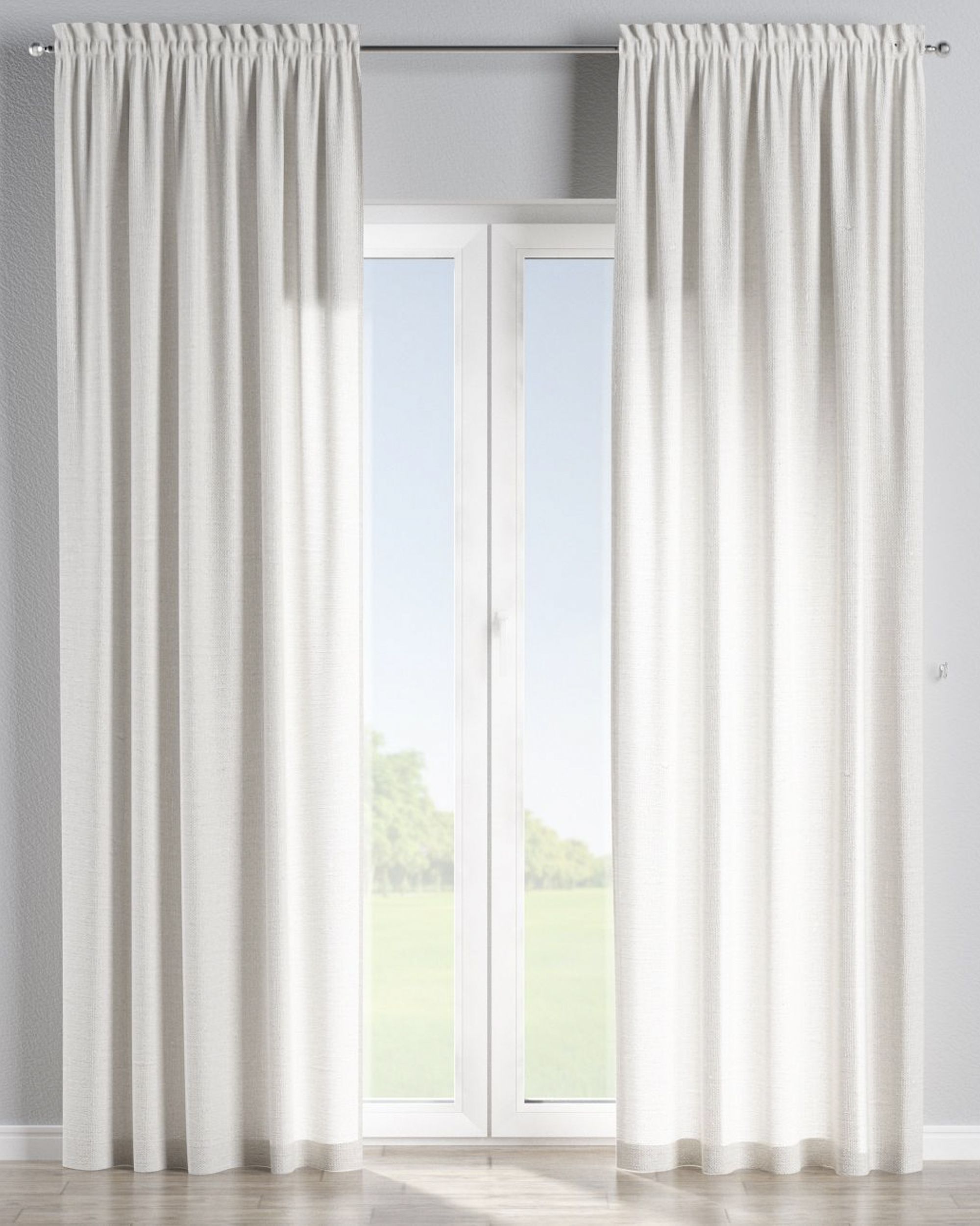 Slot and frill curtain product colour white fabric semi-sheer, structured (hover)