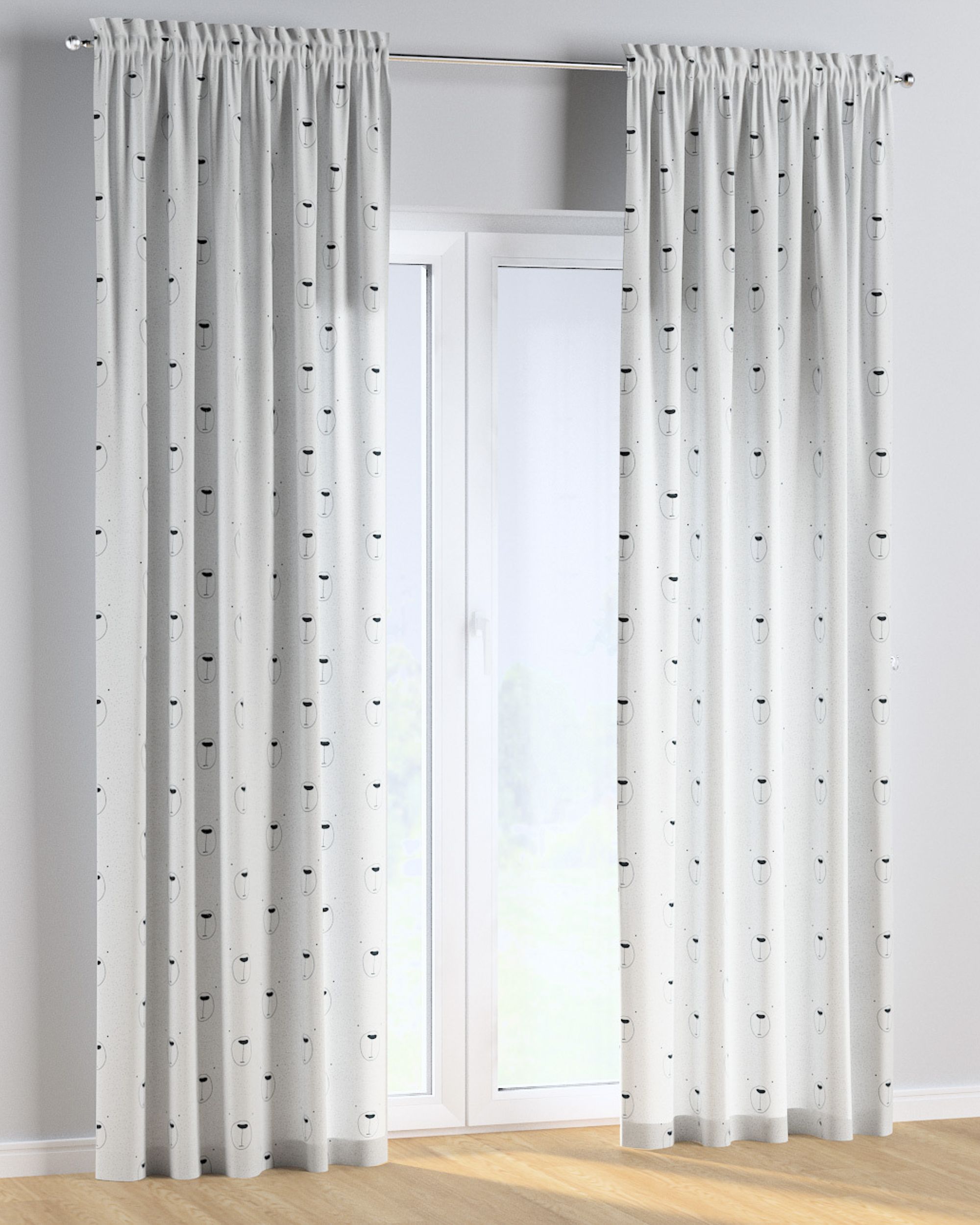 Slot and frill curtain product colour white fabric patterned