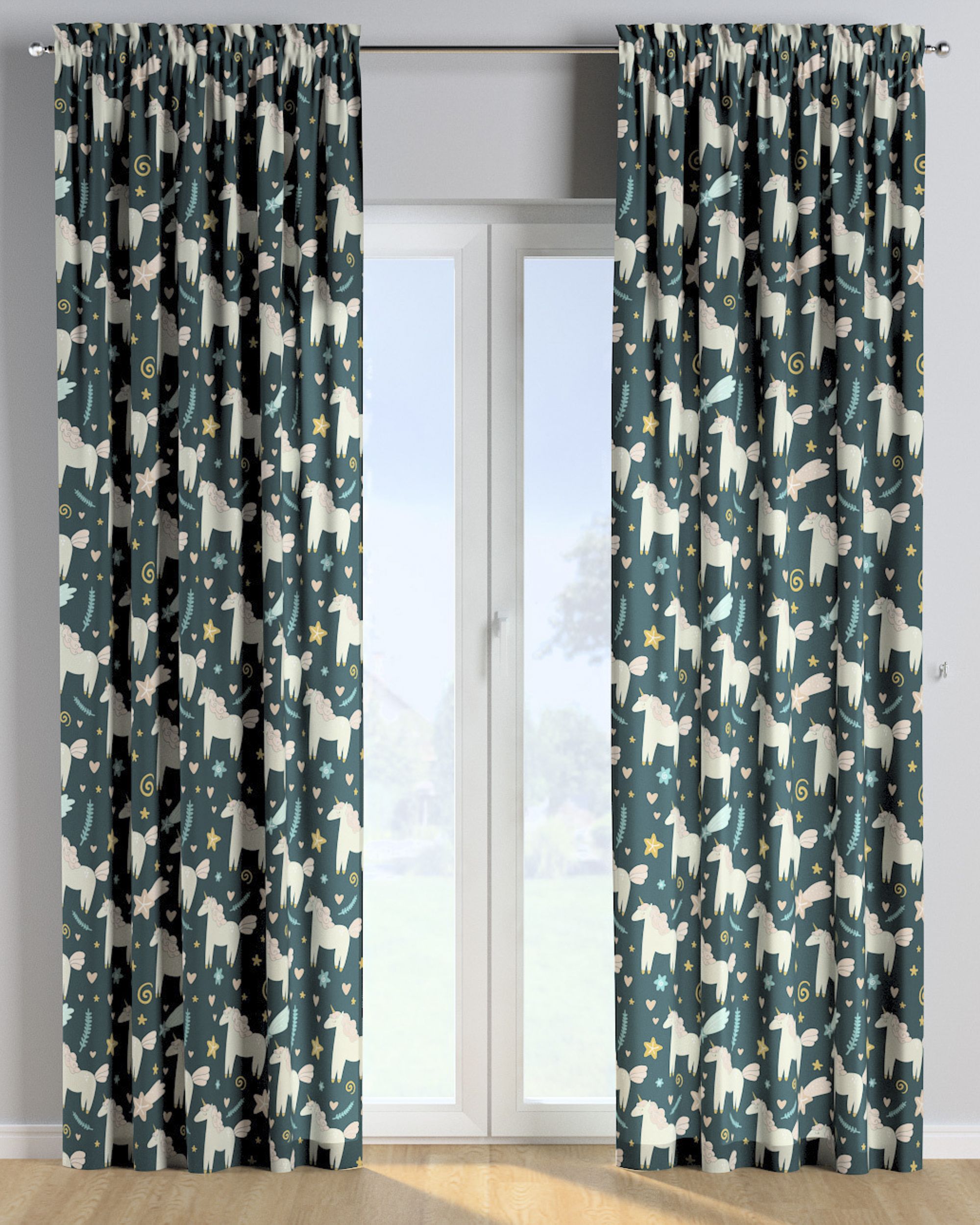 Slot and frill curtain product colour brown fabric patterned