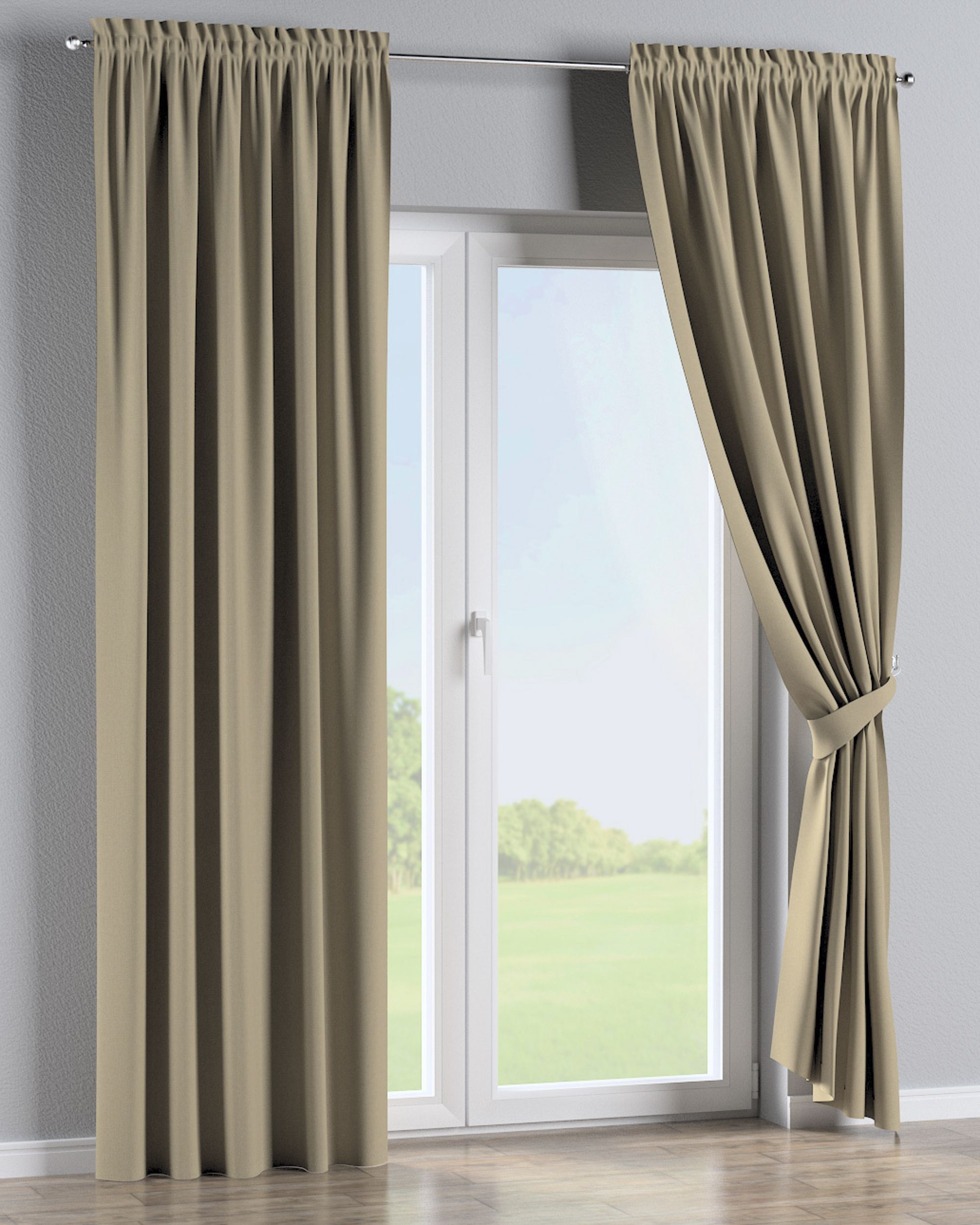 Slot and frill curtain product colour beige fabric outdoor, structured (hover)