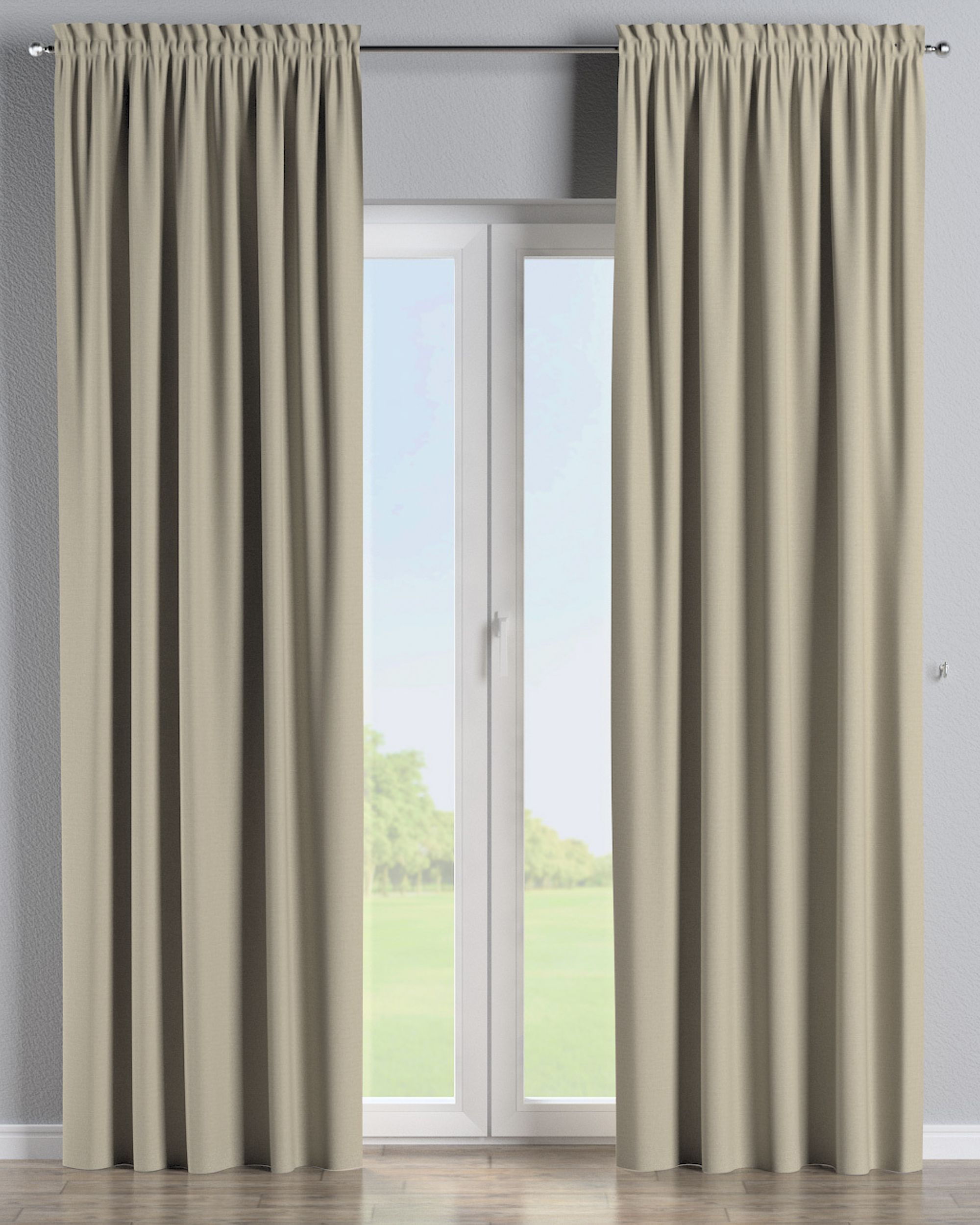 Slot and frill curtain product colour beige fabric outdoor, structured