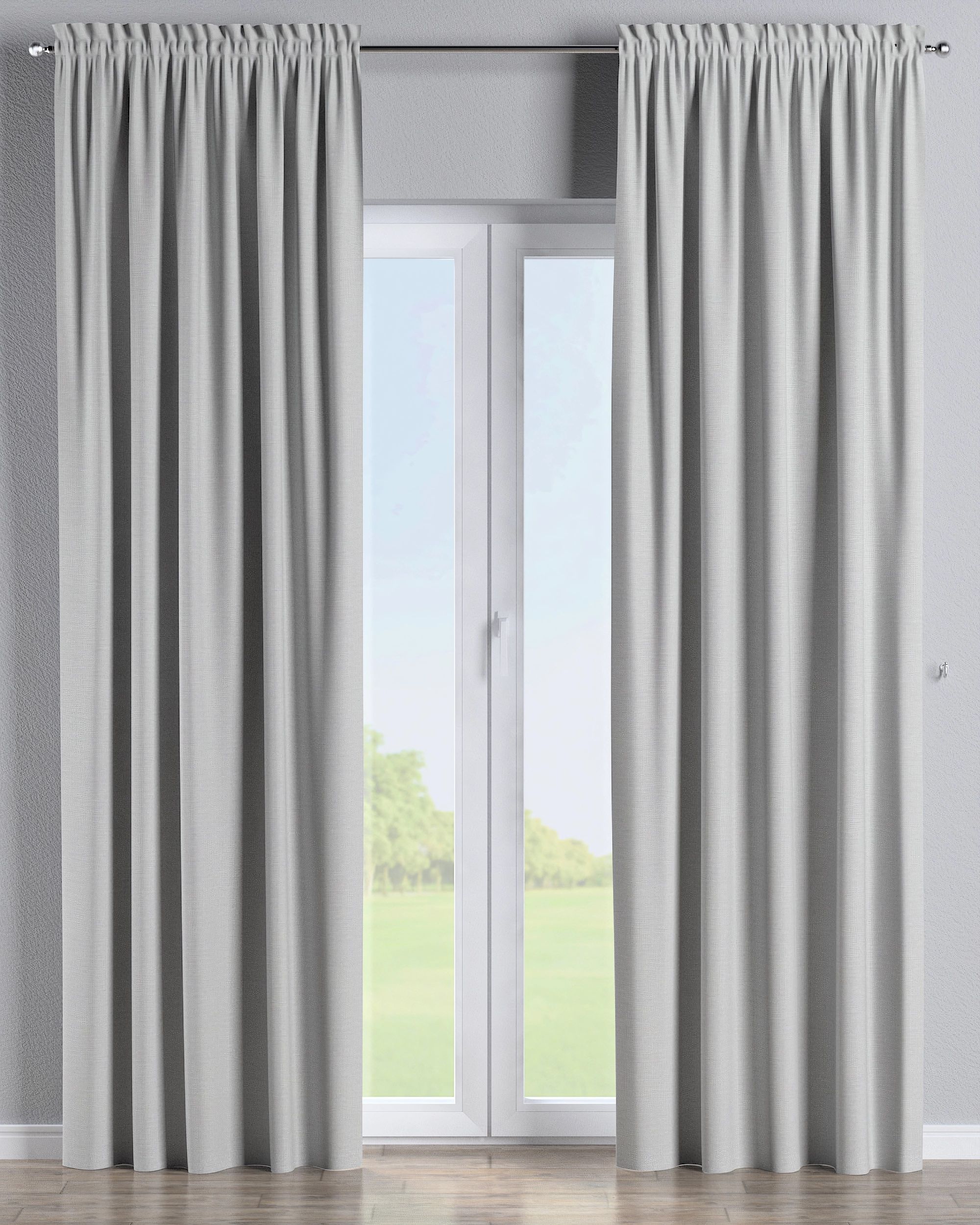 Slot and frill curtain product colour grey fabric outdoor, structured