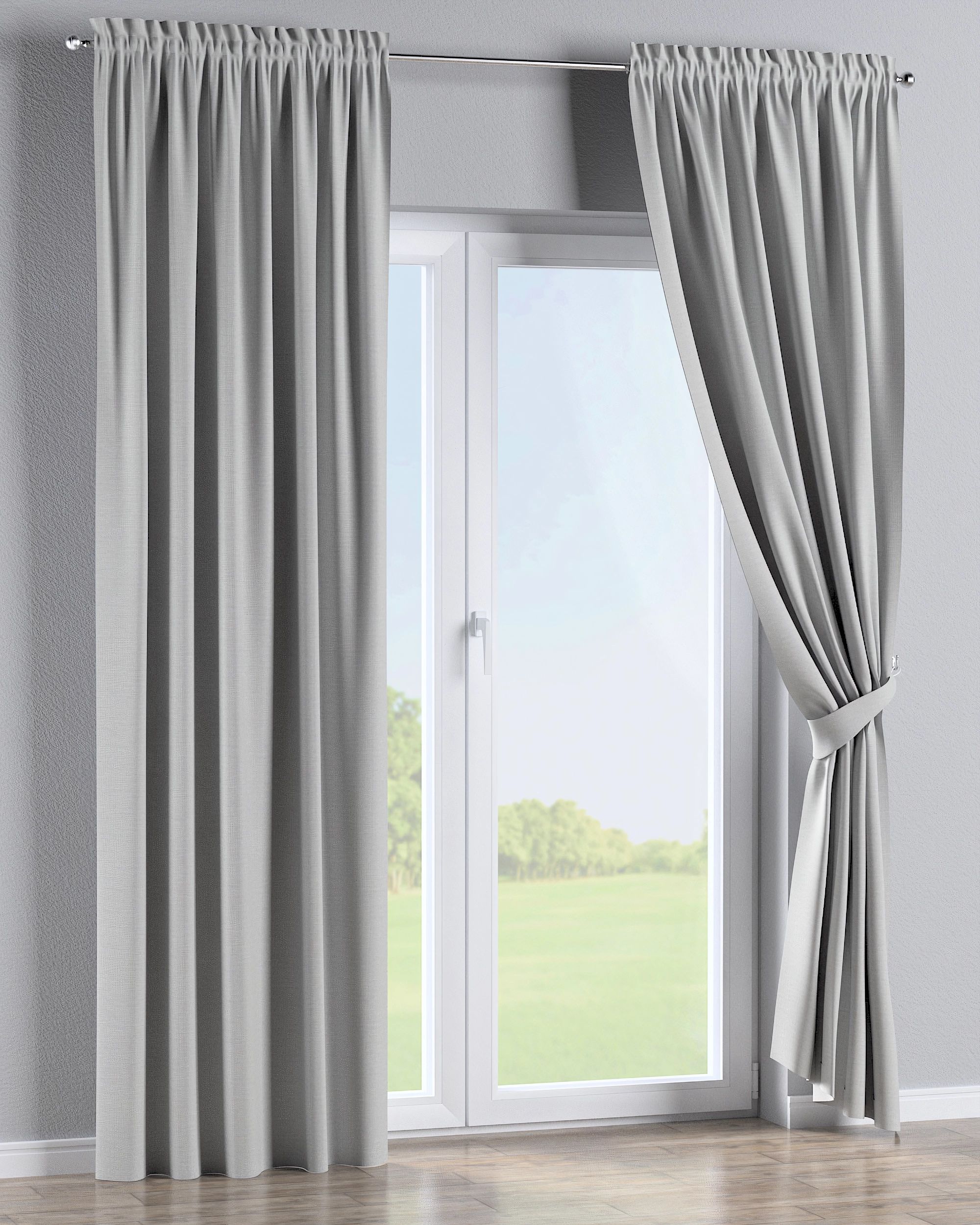 Slot and frill curtain product colour grey fabric outdoor, structured (hover)