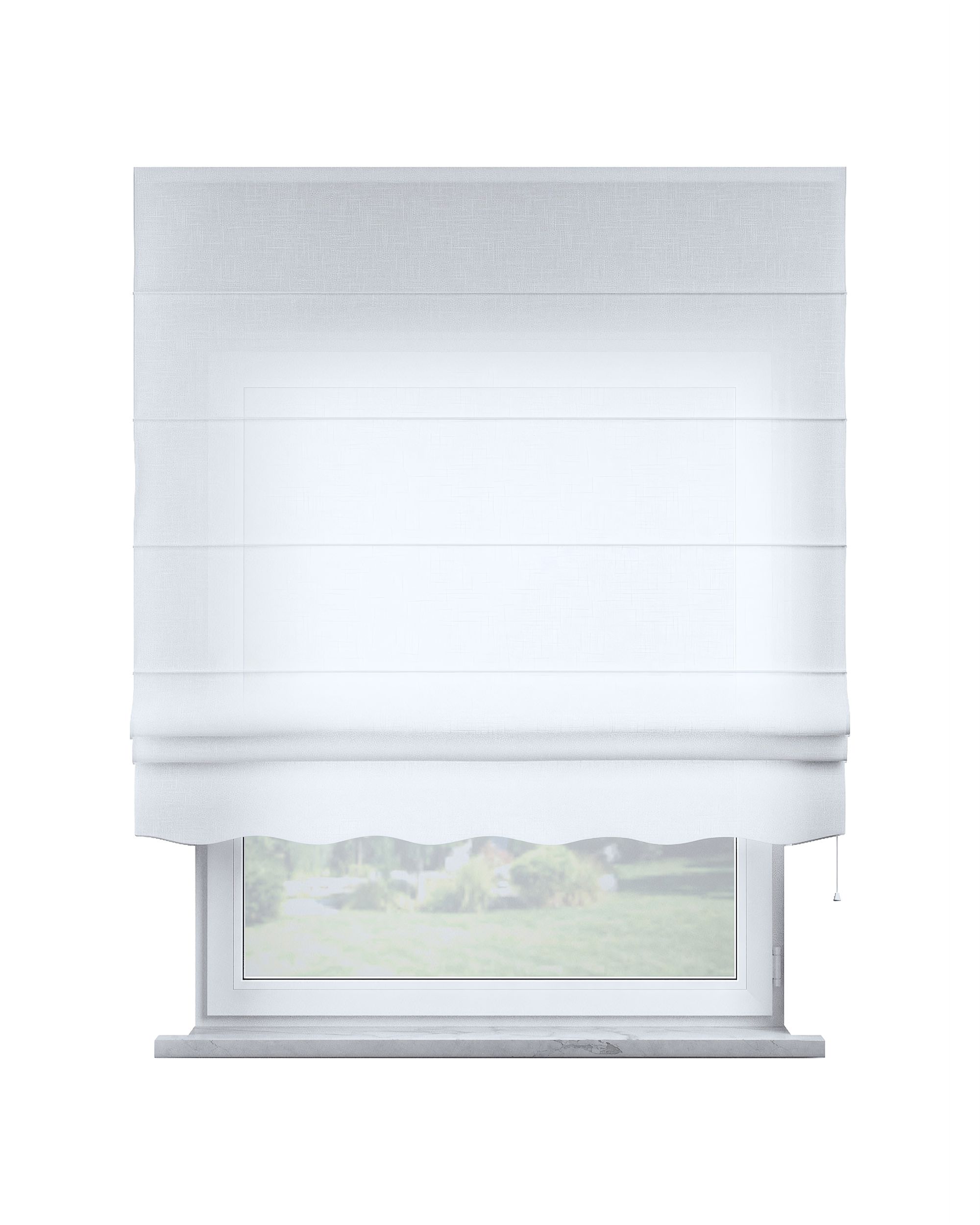 Florence Roman blind product colour white fabric semi-sheer, structured