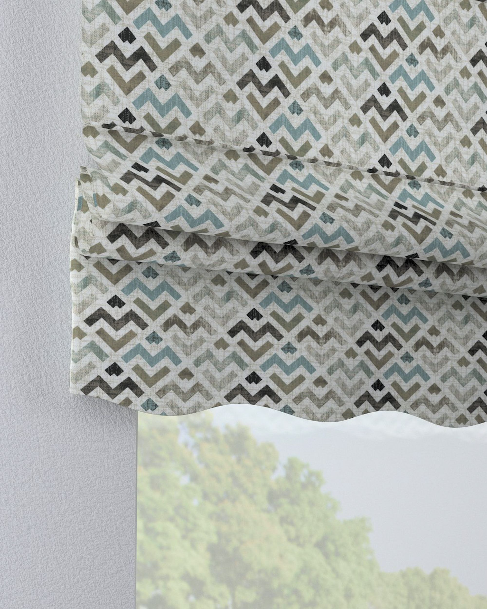 Florence Roman blind product colour brown fabric patterned (hover)