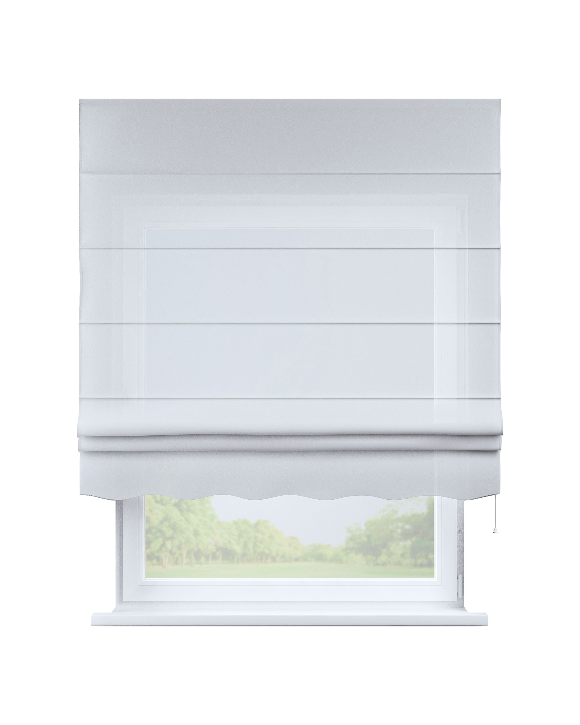 Florence Roman blind product colour white fabric semi-sheer, structured