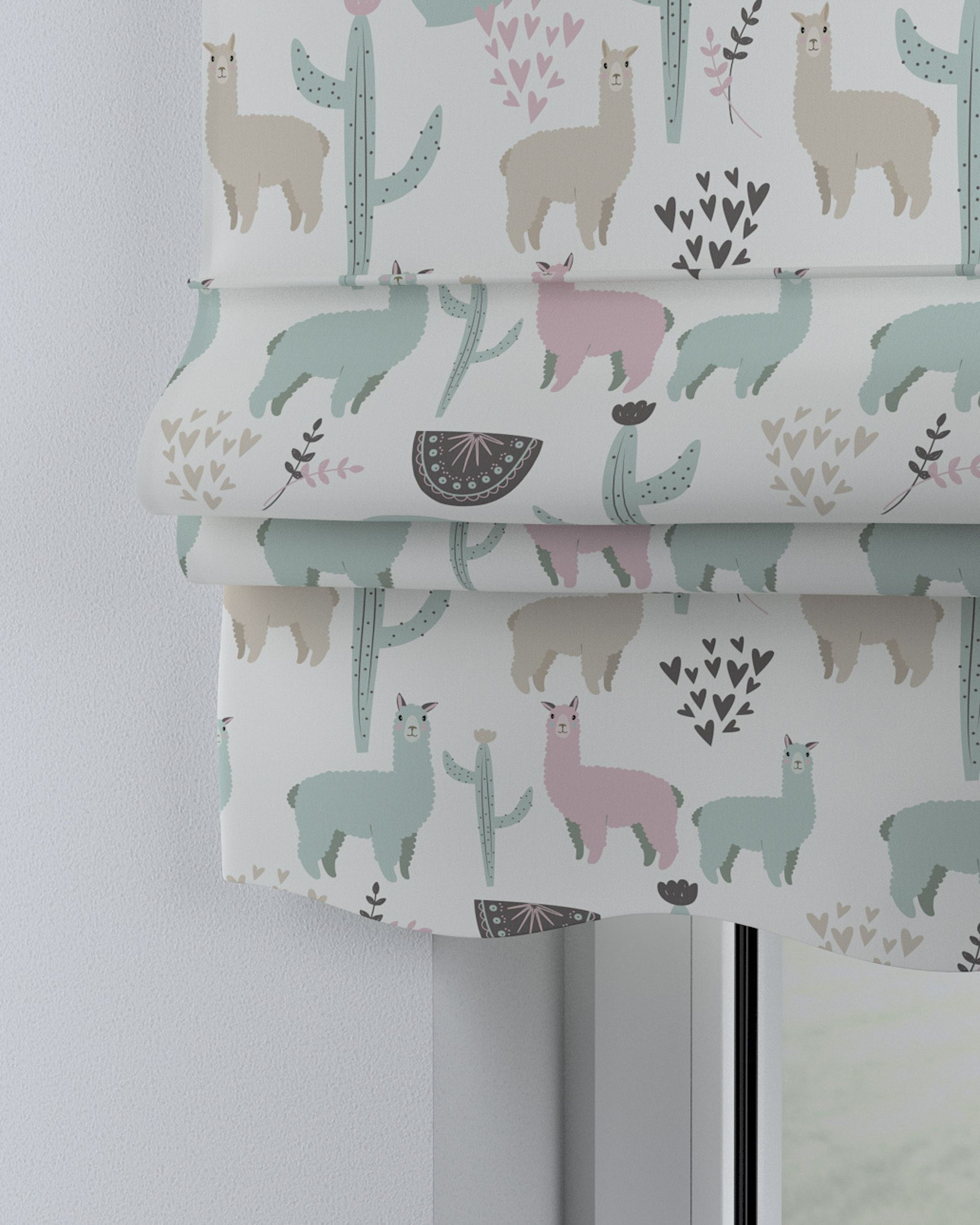 Florence Roman blind product colour green fabric patterned (hover)