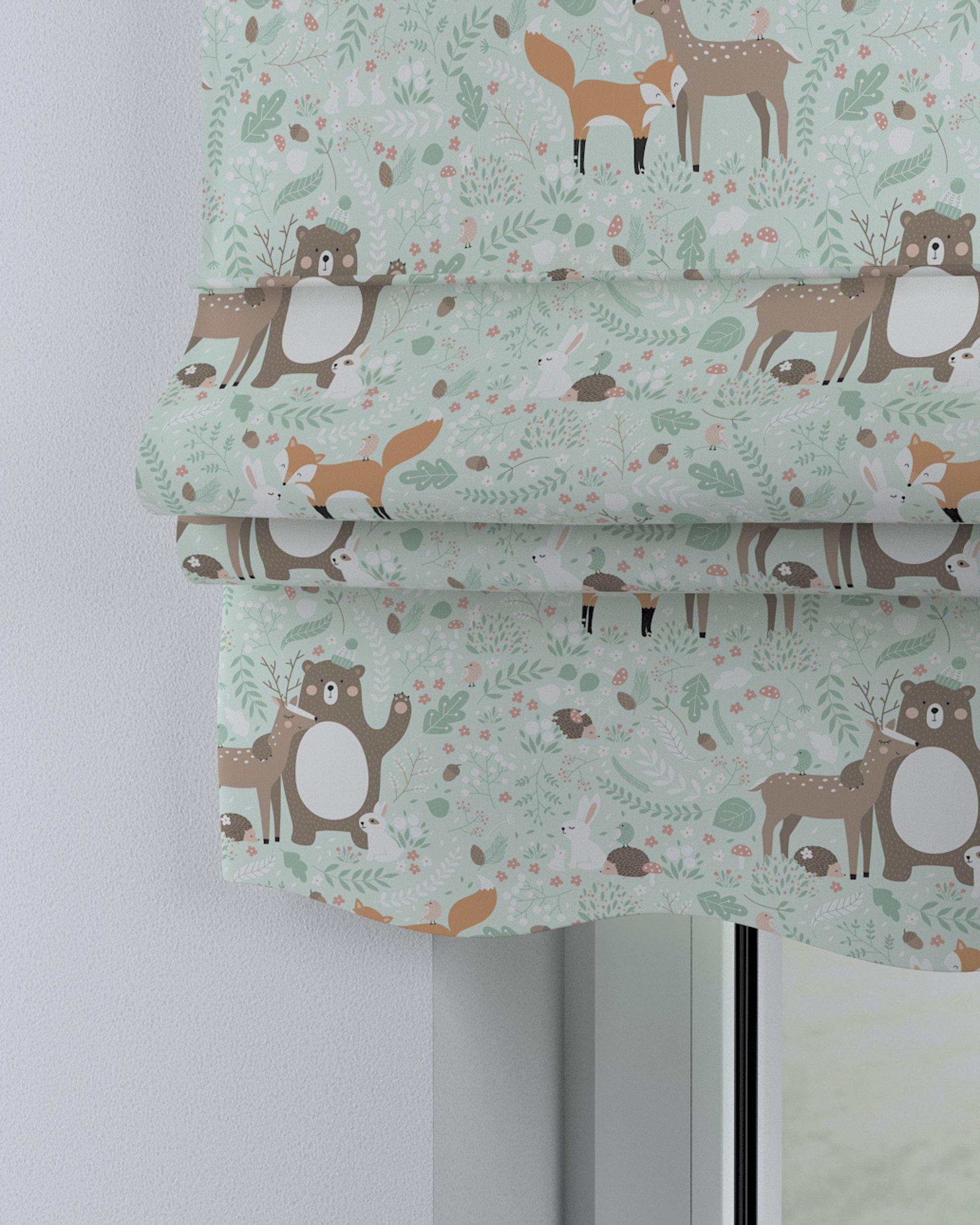 Florence Roman blind product colour green fabric patterned (hover)
