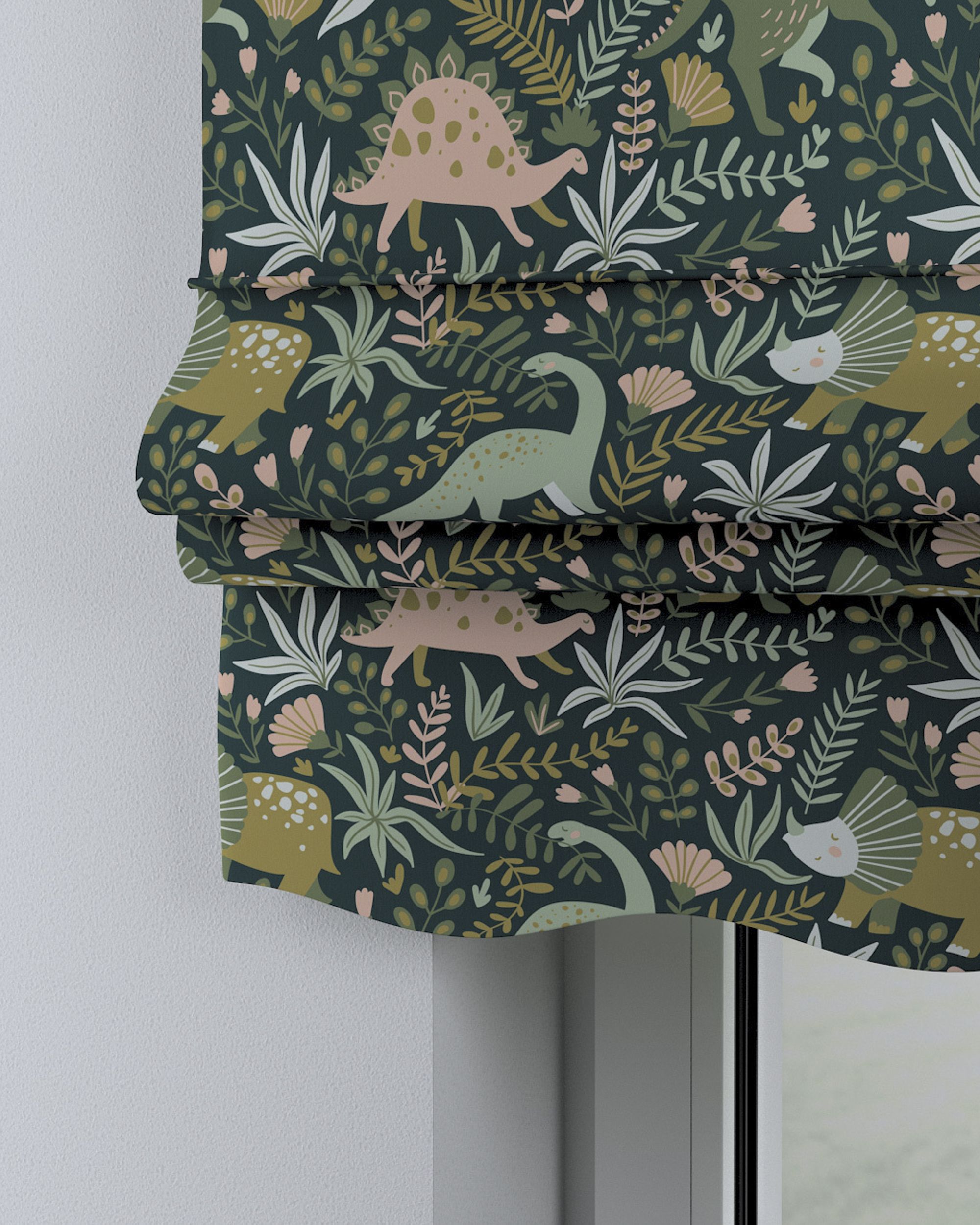 Florence Roman blind product colour green fabric patterned (hover)