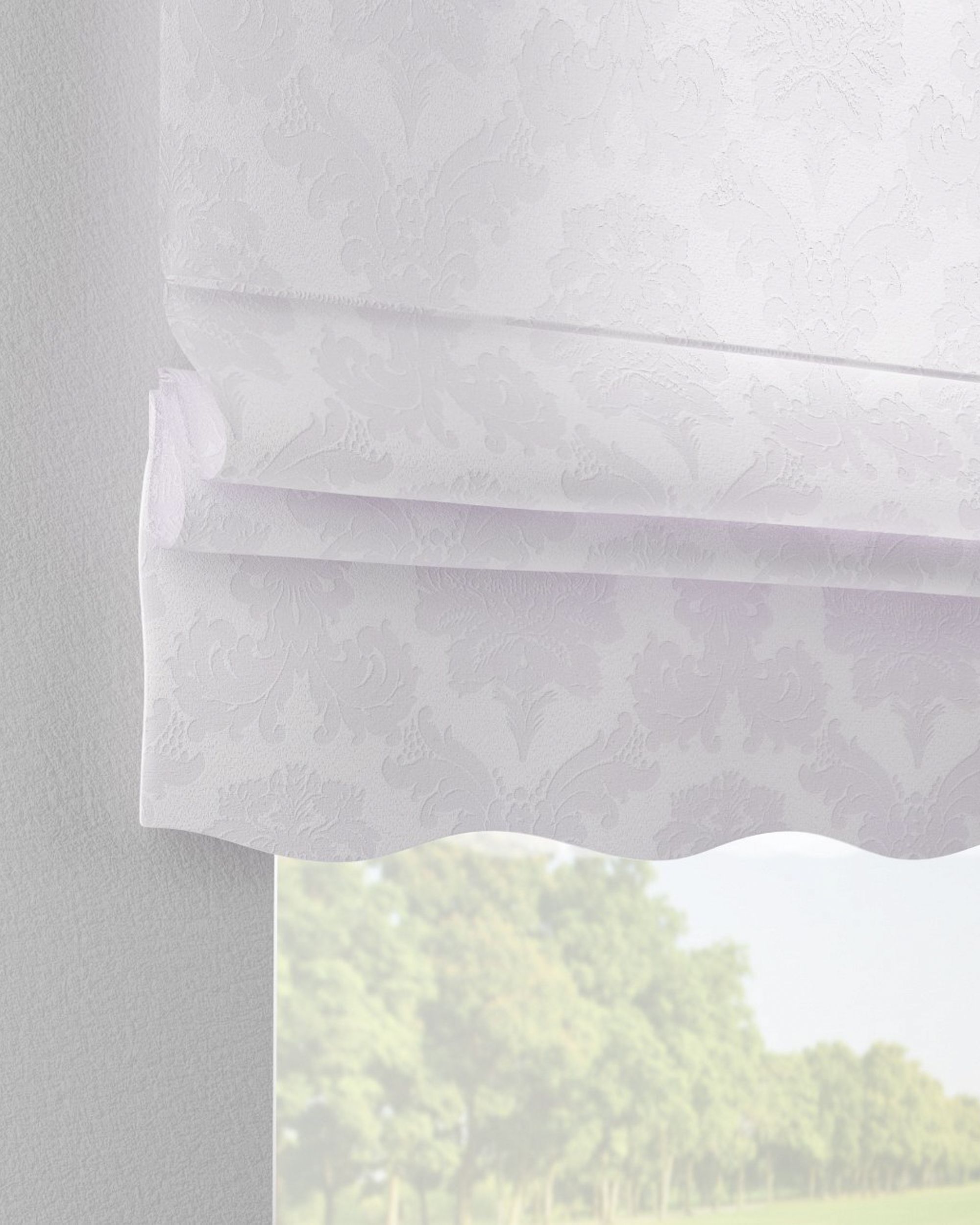Florence Roman blind product colour white fabric gloss, structured, patterned (hover)