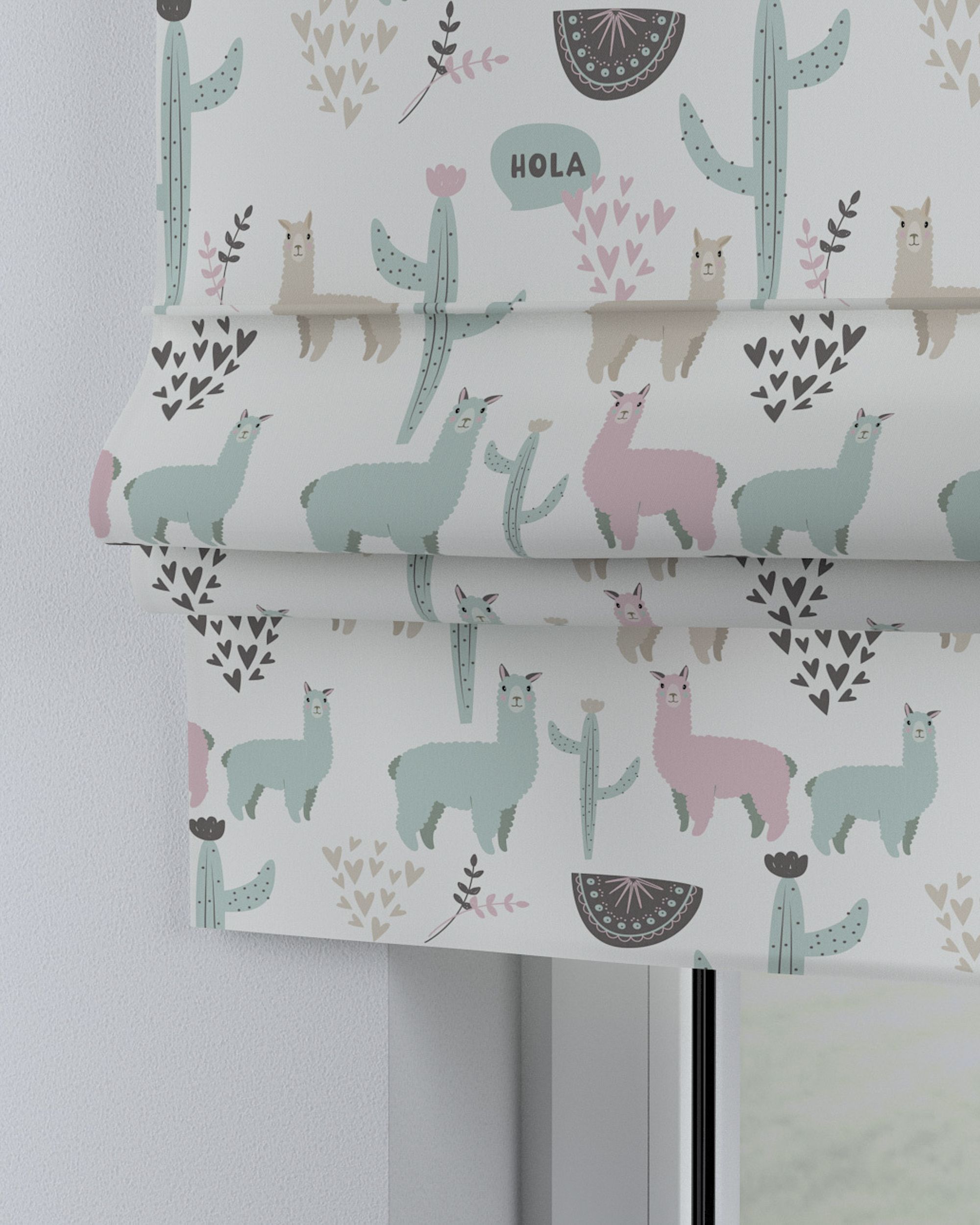 Padva Roman blind product colour green fabric patterned (hover)