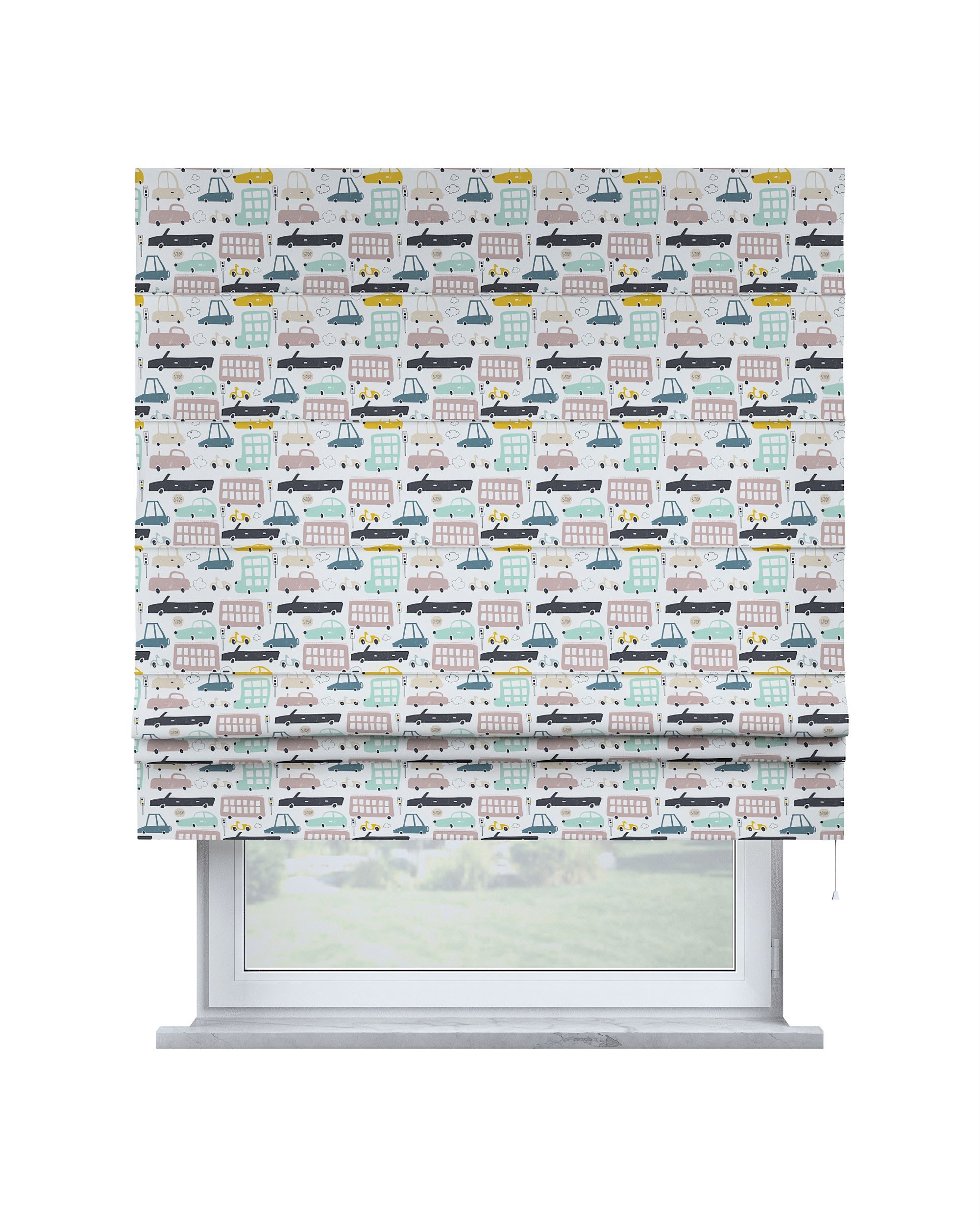 Padva Roman blind product colour beige fabric patterned