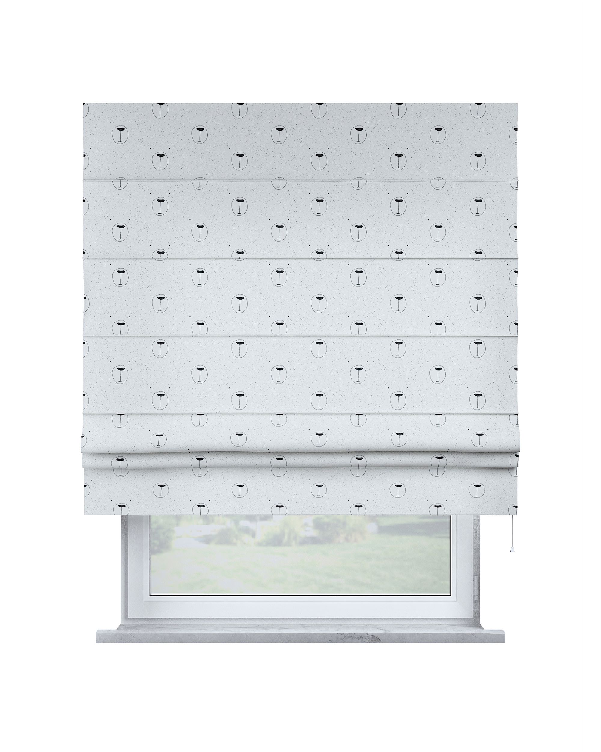 Padva Roman blind product colour white fabric patterned