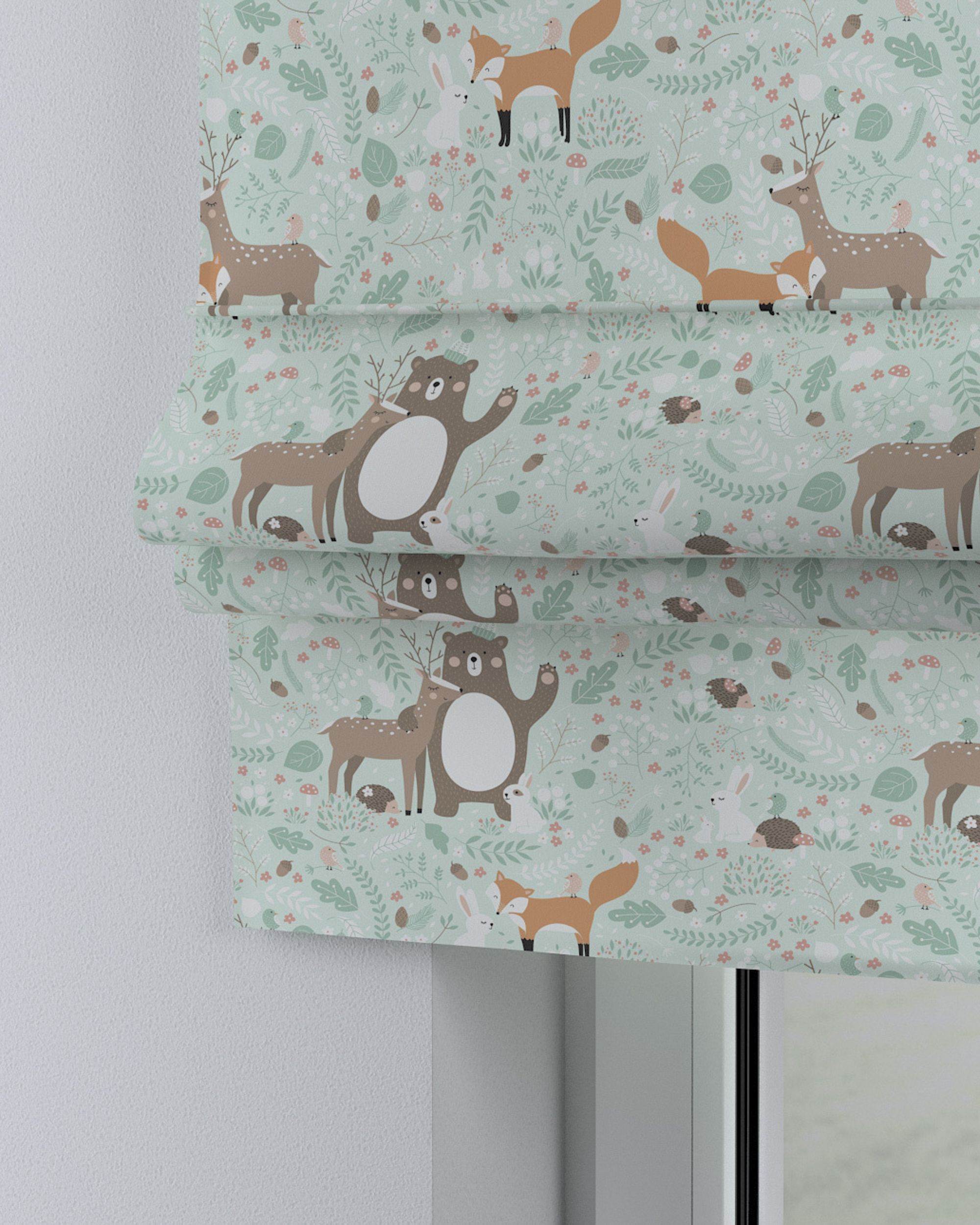 Padva Roman blind product colour green fabric patterned (hover)