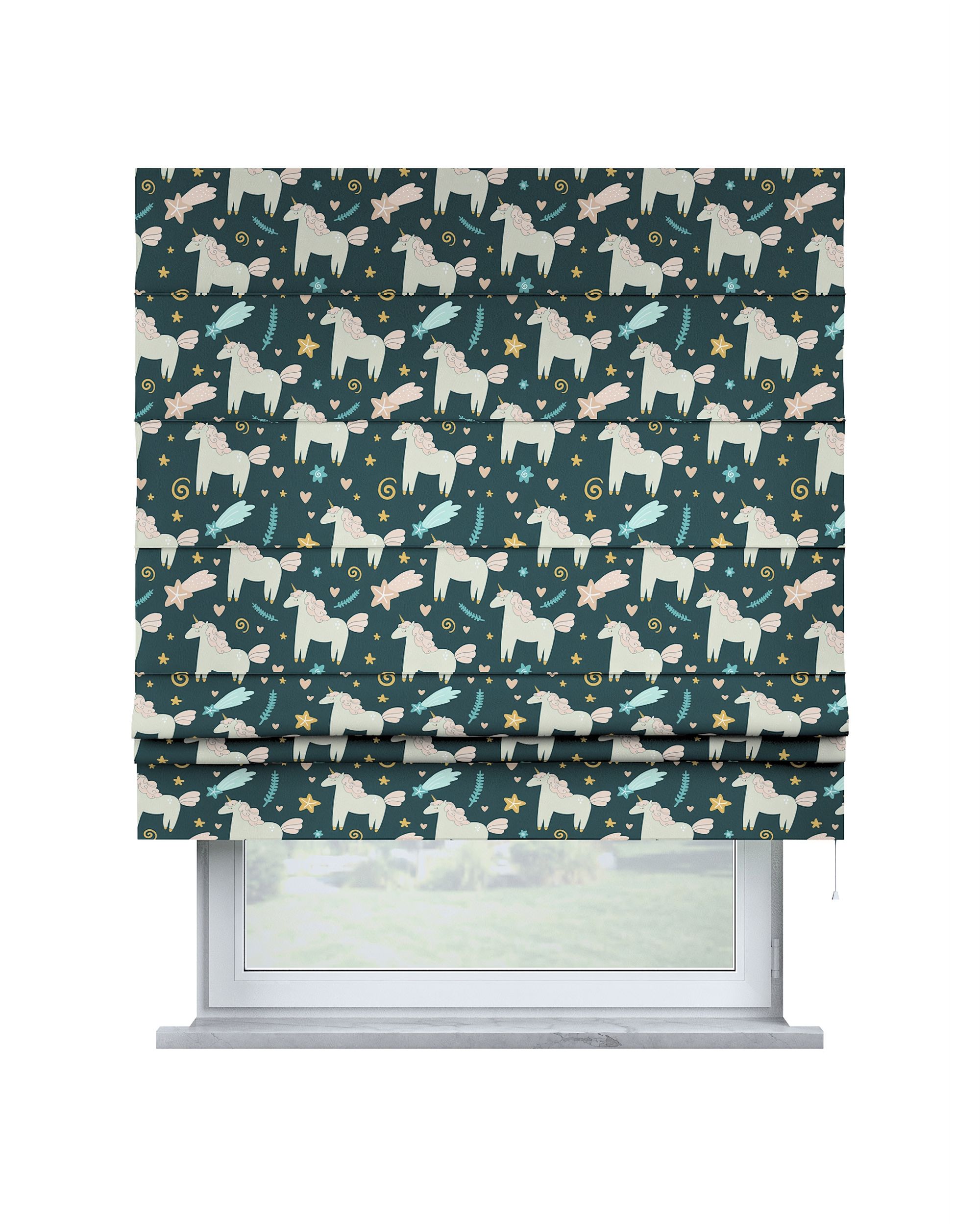 Padva Roman blind product colour brown fabric patterned