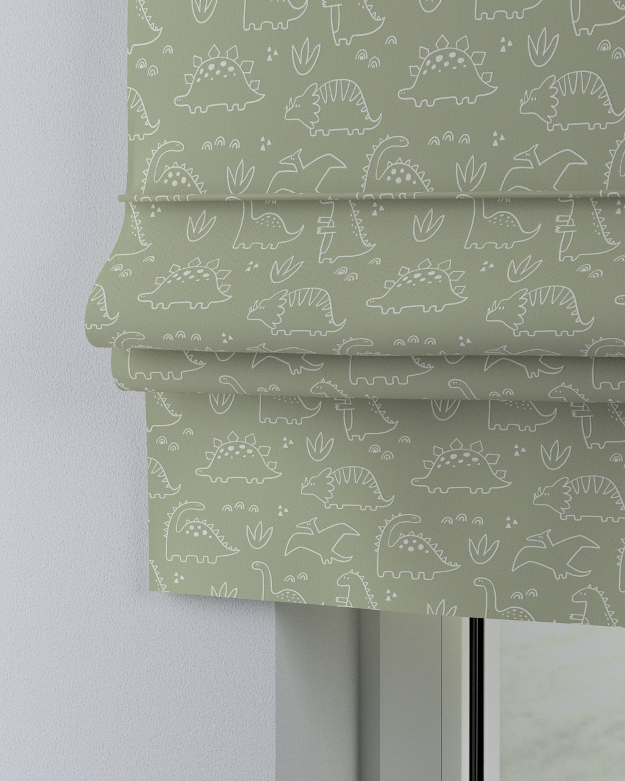 Padva Roman blind product colour green fabric patterned (hover)