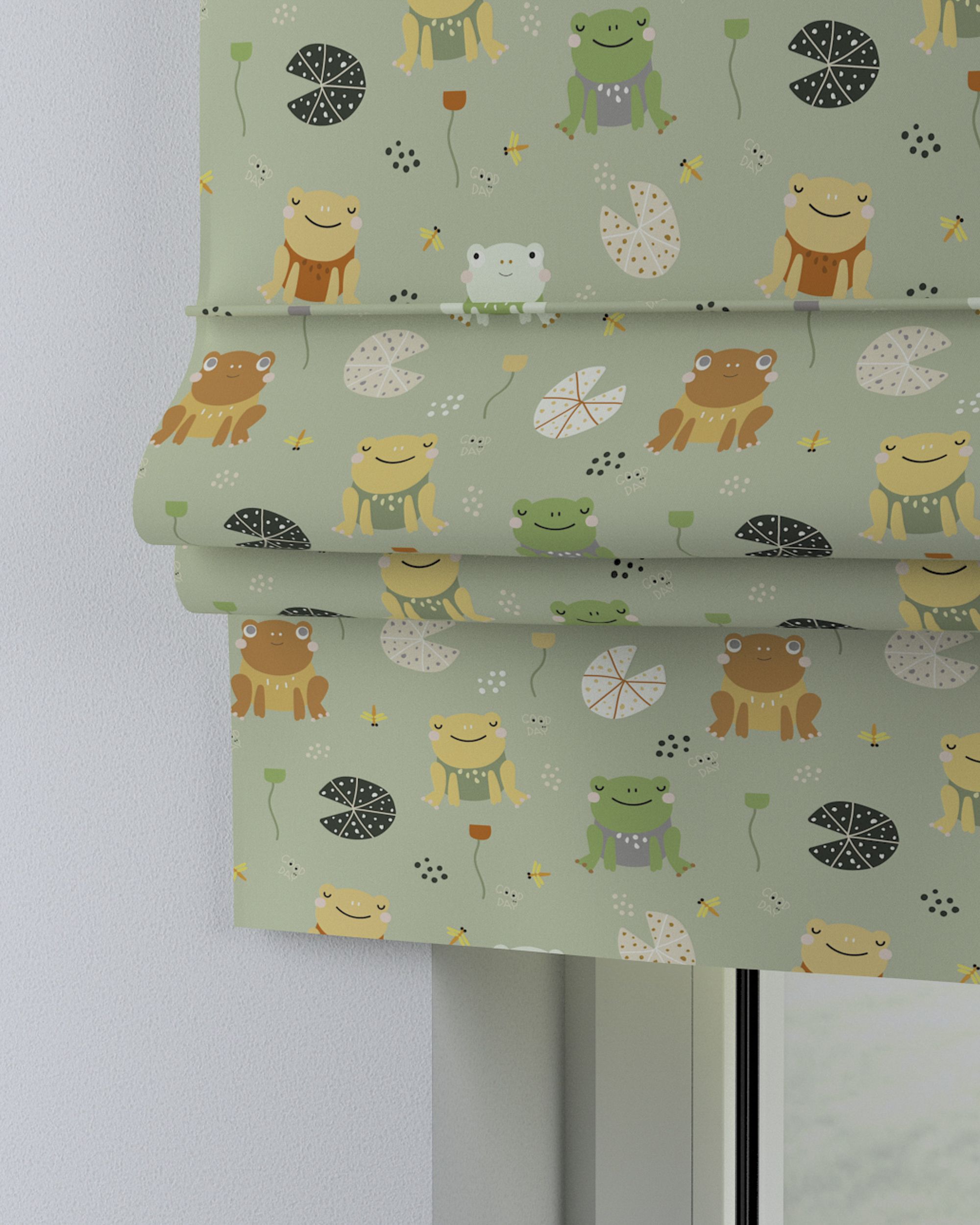 Padva Roman blind product colour green fabric patterned (hover)