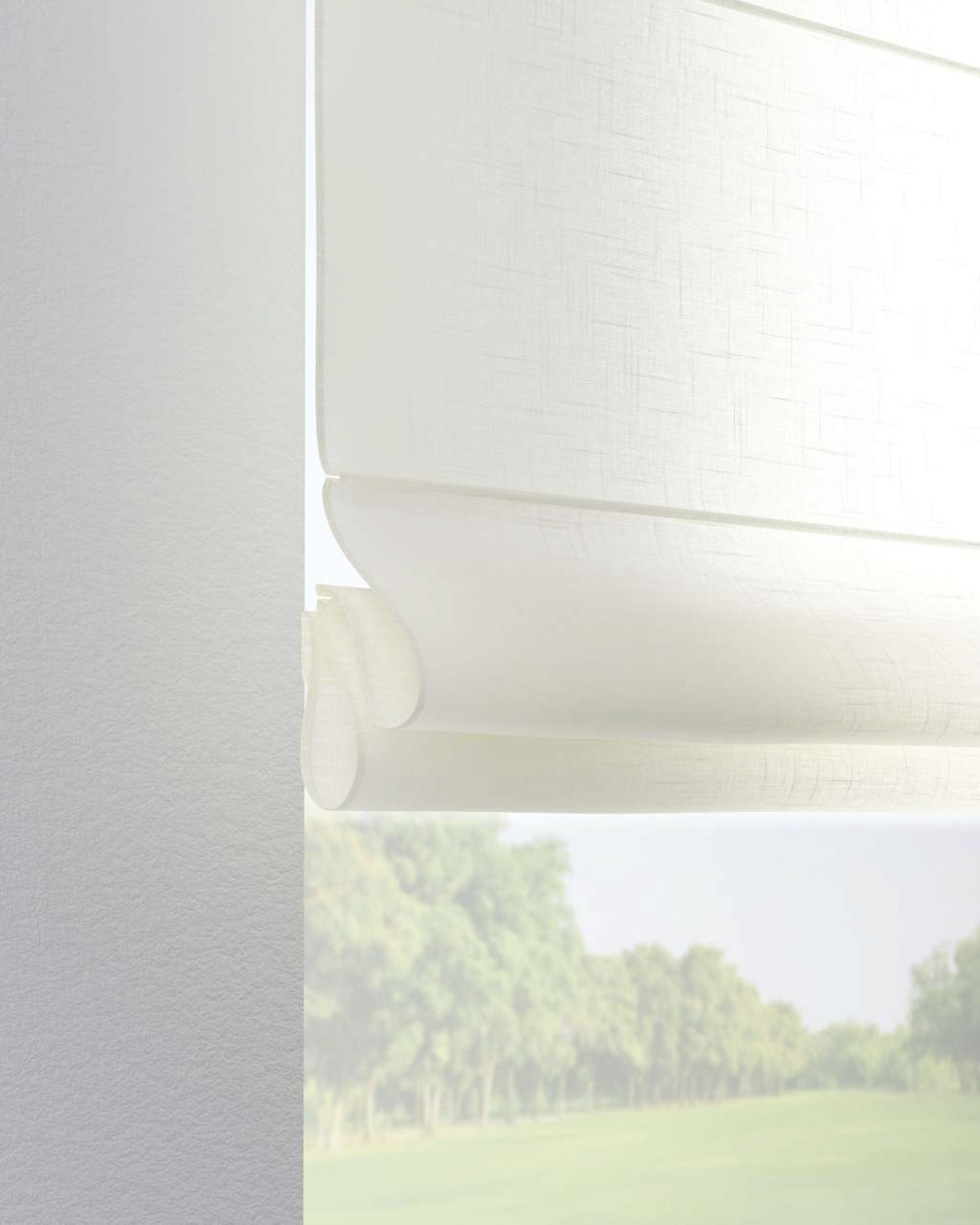 Verona tab top Roman blind product colour cream fabric semi-sheer, structured (hover)