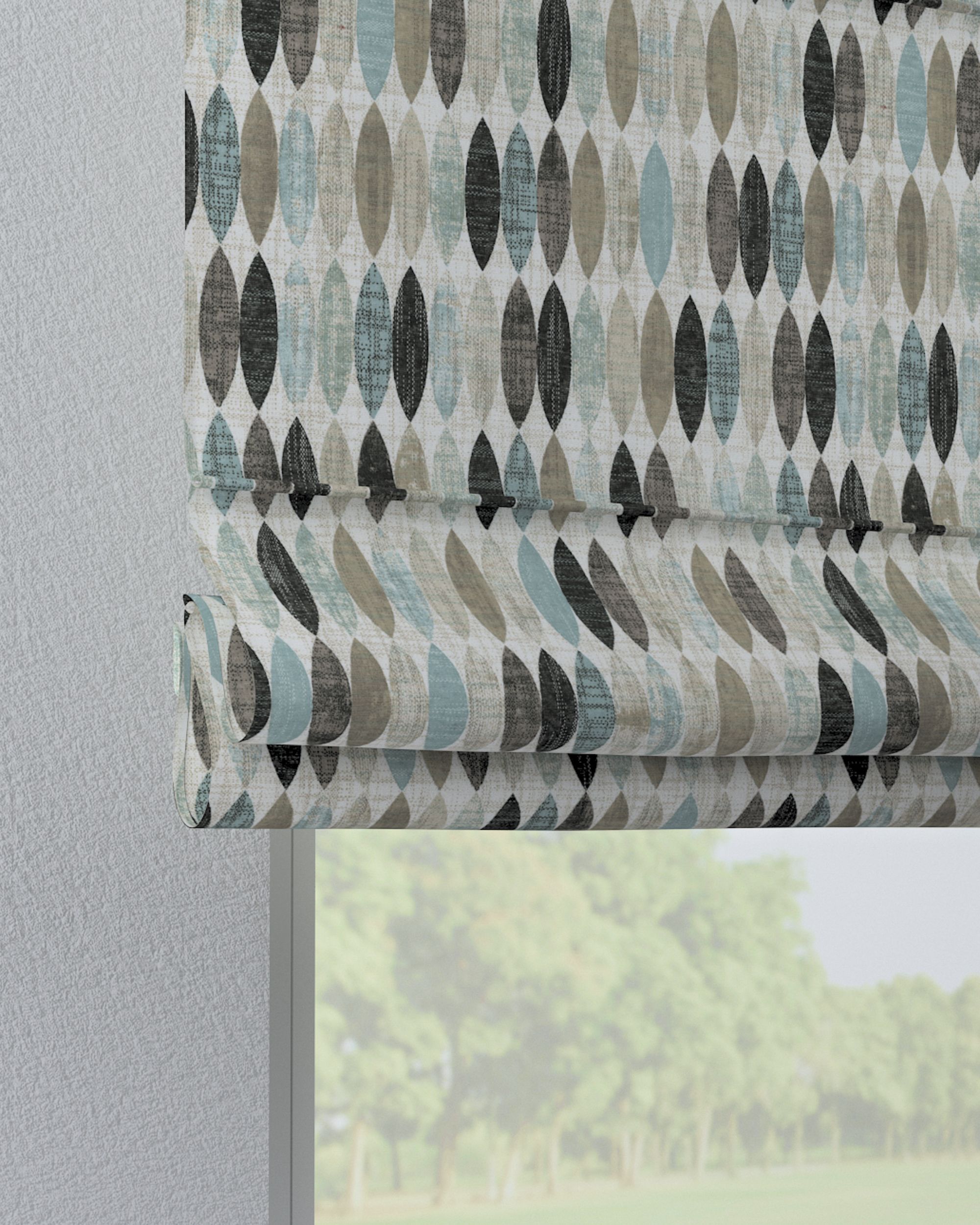 Verona tab top Roman blind product colour beige fabric patterned (hover)