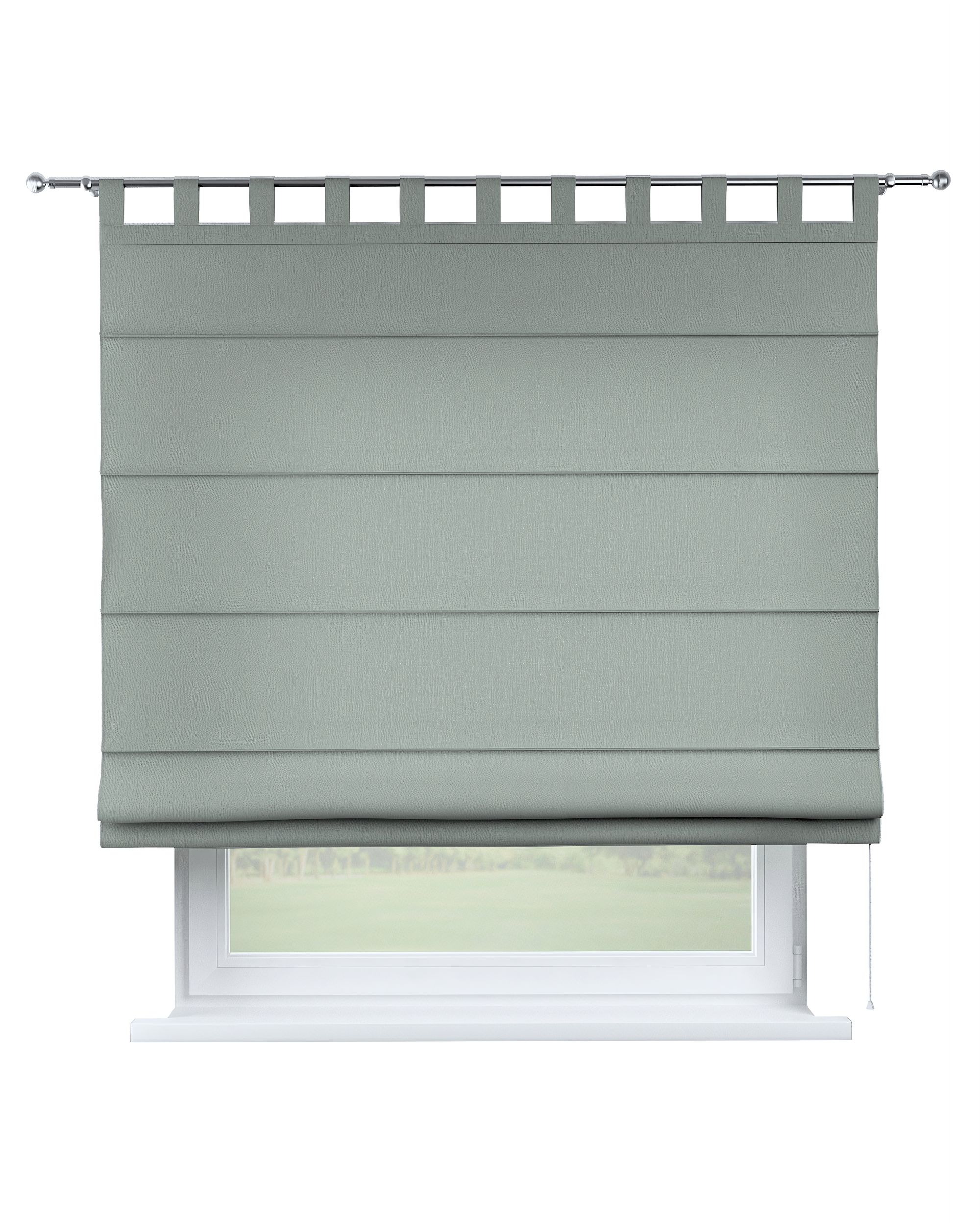 Verona tab top Roman blind product colour grey fabric semi-sheer, structured