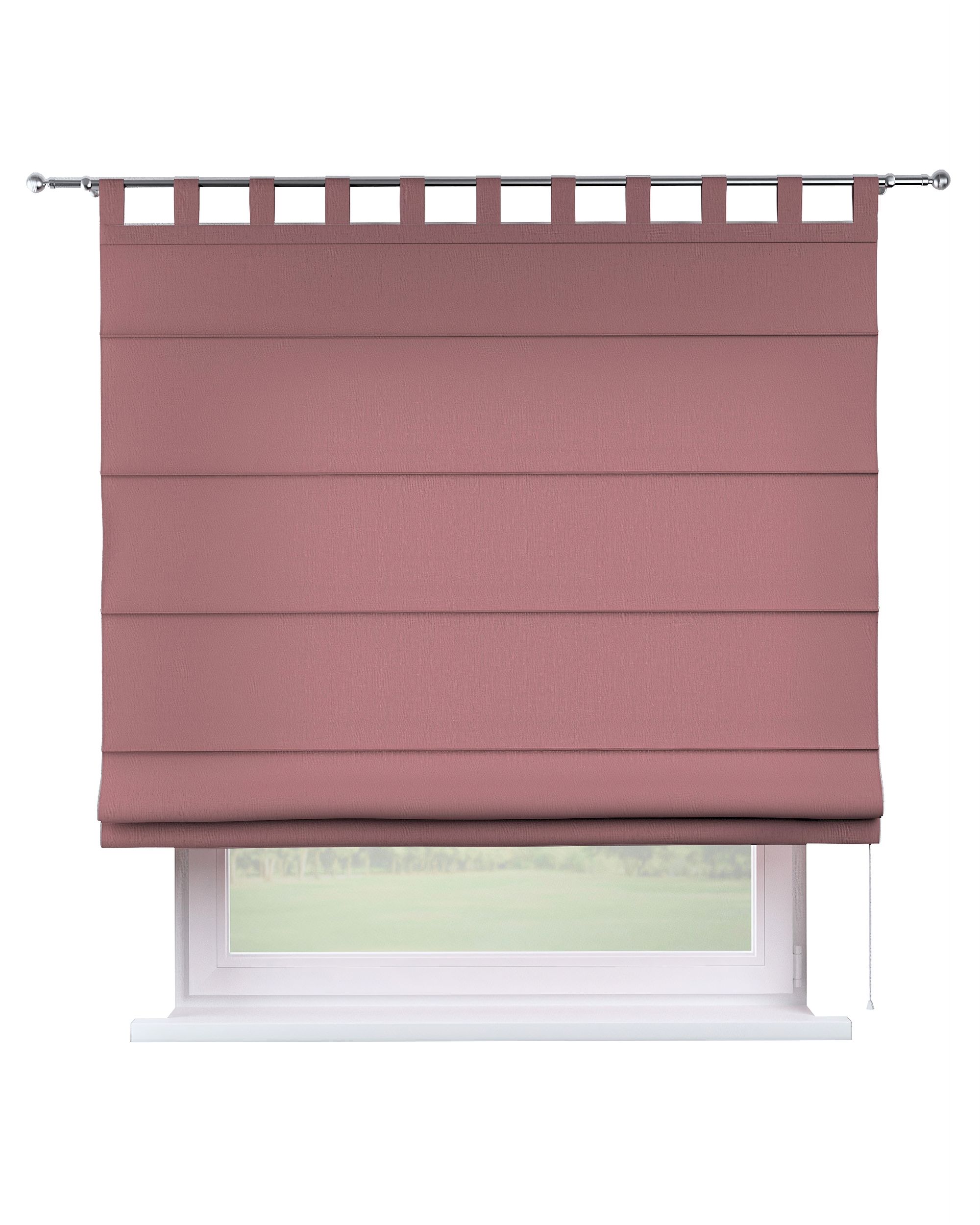 Verona tab top Roman blind product colour pink fabric semi-sheer, structured