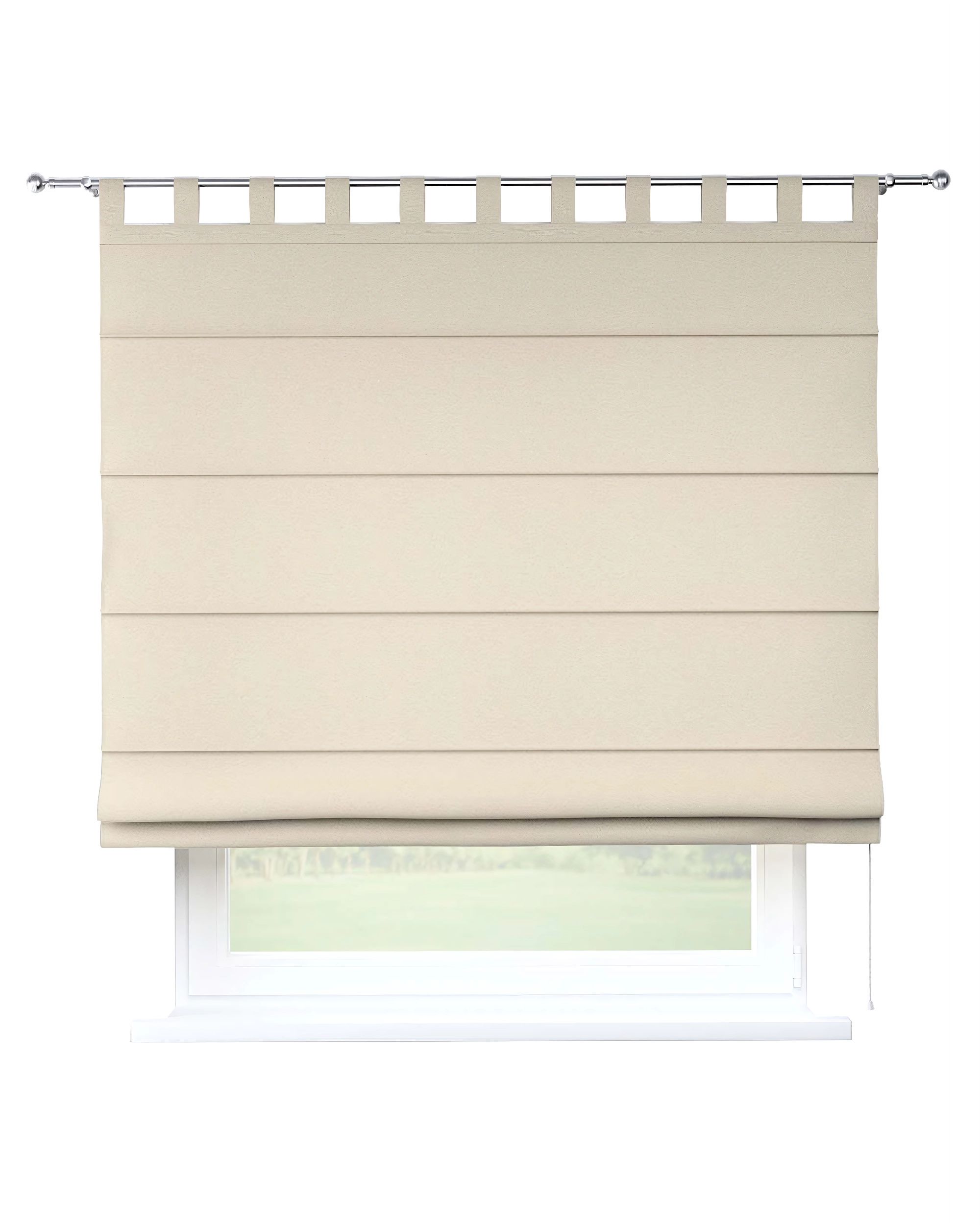 Verona tab top Roman blind product colour beige fabric structured