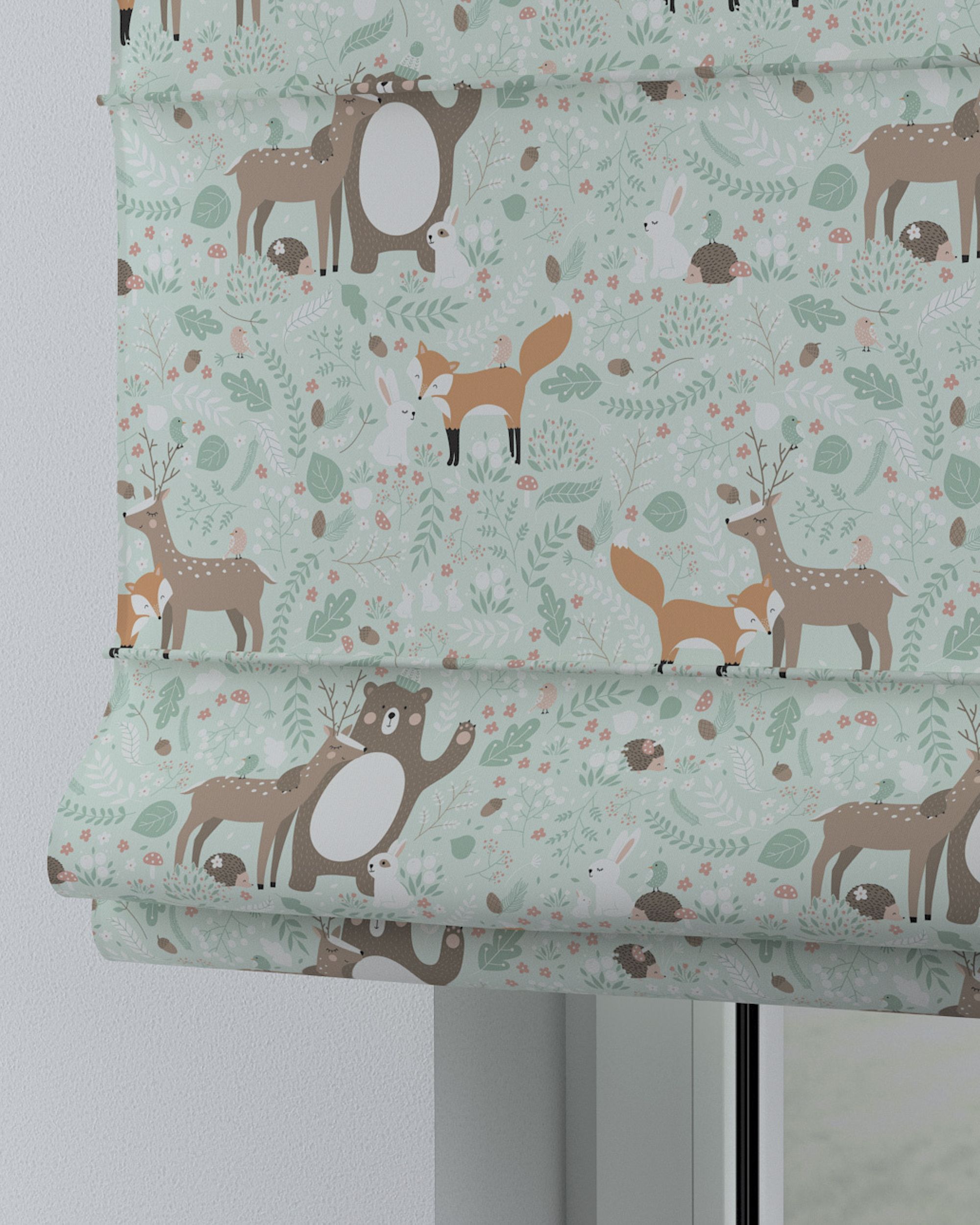 Verona tab top Roman blind product colour green fabric patterned (hover)