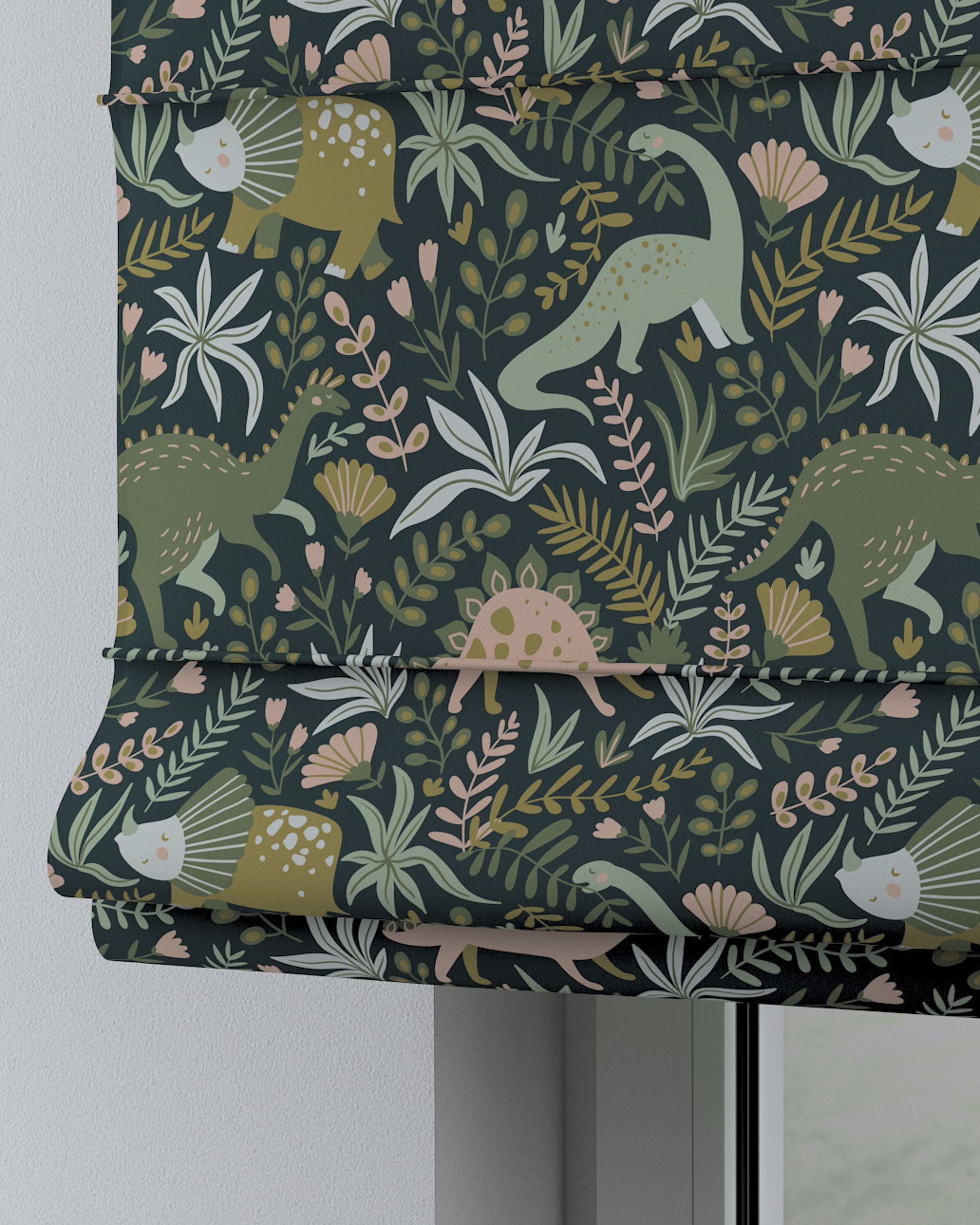 Verona tab top Roman blind product colour green fabric patterned (hover)