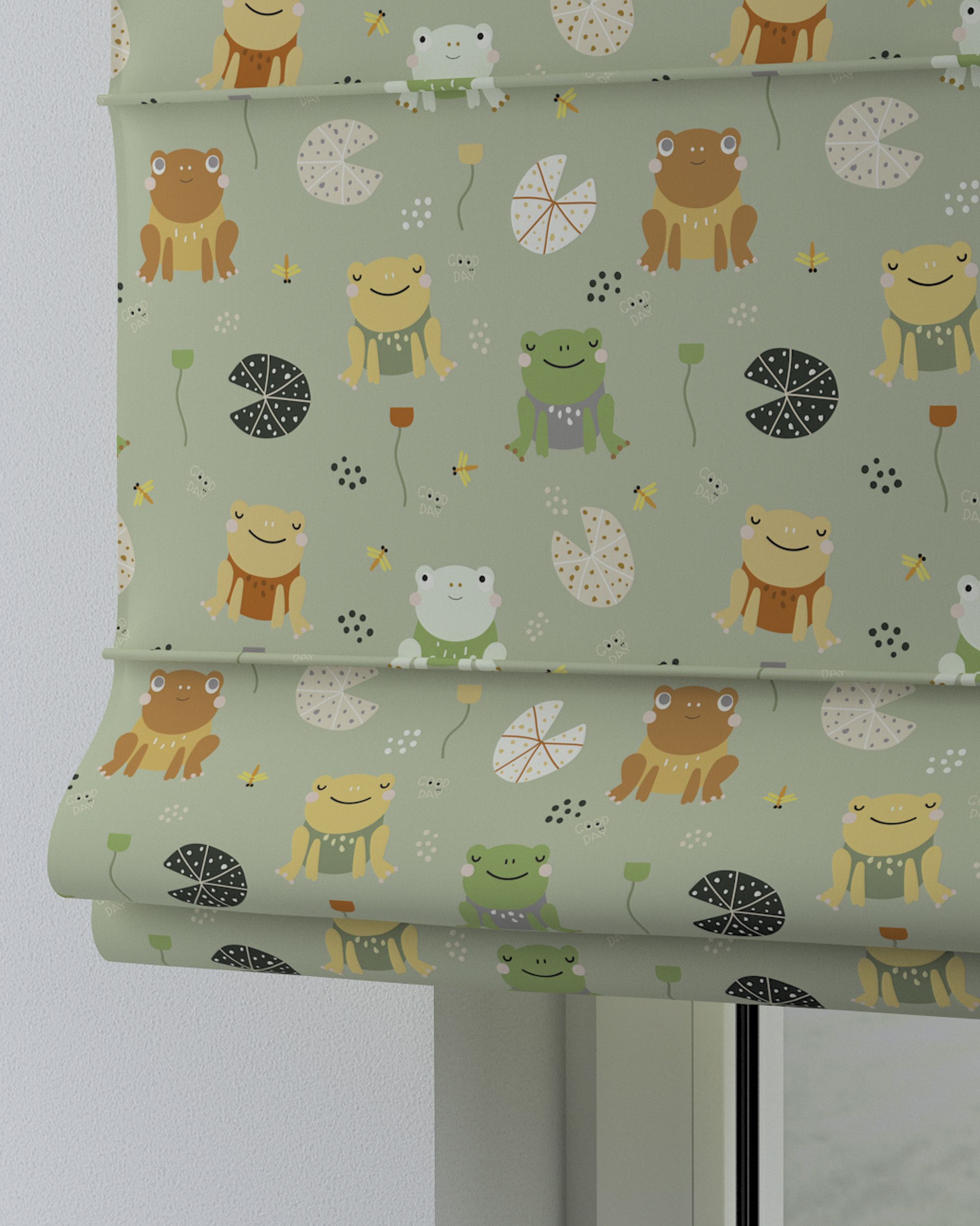 Verona tab top Roman blind product colour green fabric patterned (hover)