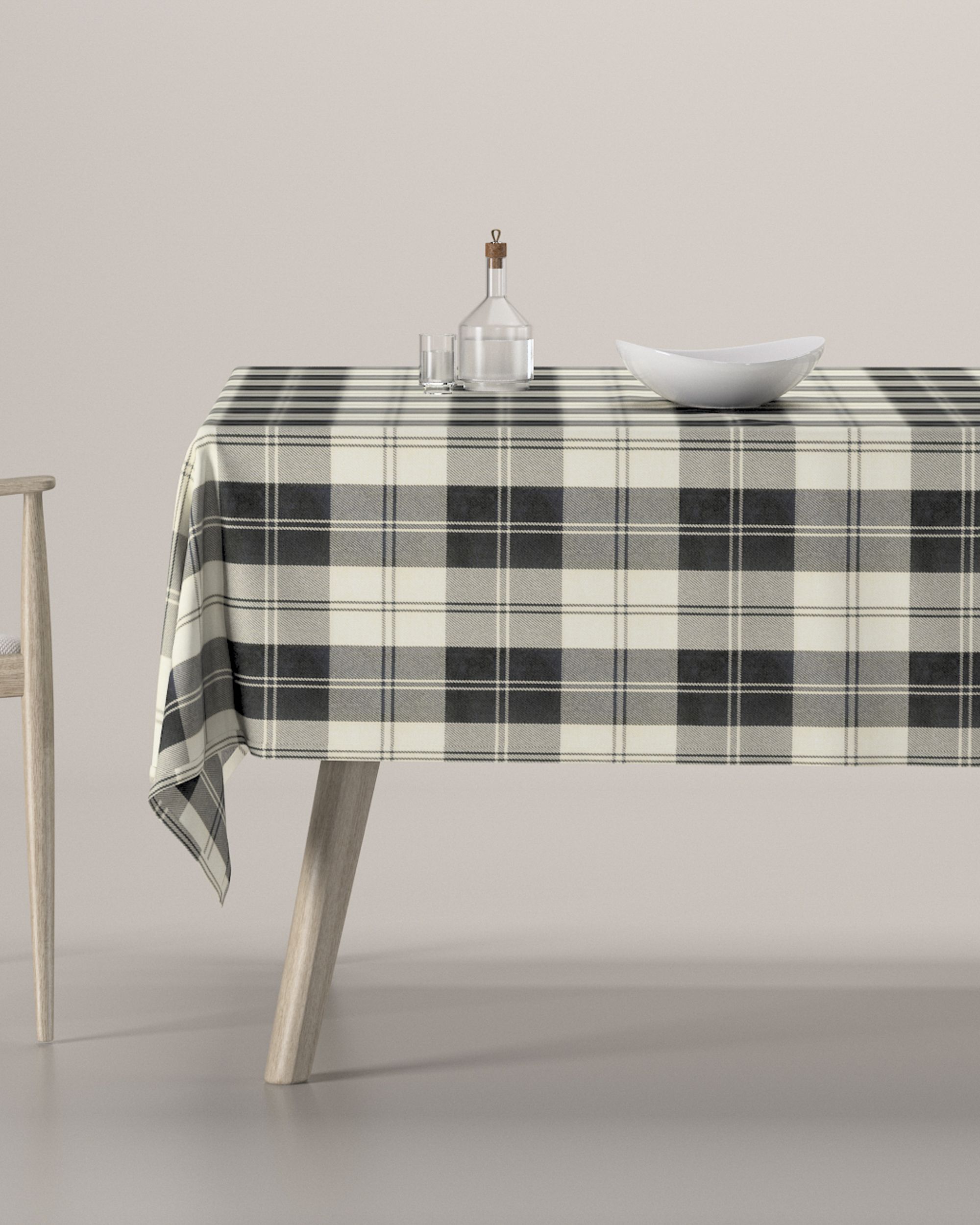 Rectangular tablecloth product colour black fabric structured, patterned