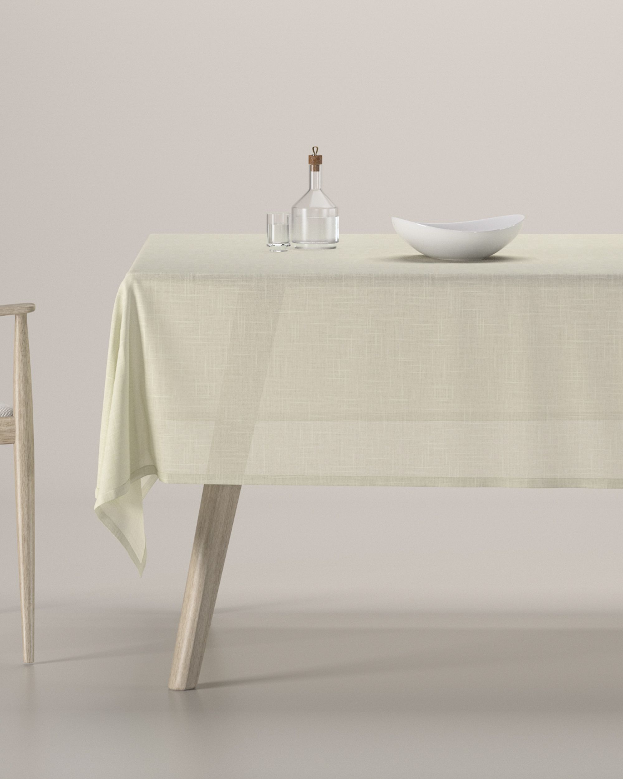 Rectangular tablecloth product colour cream fabric semi-sheer, structured