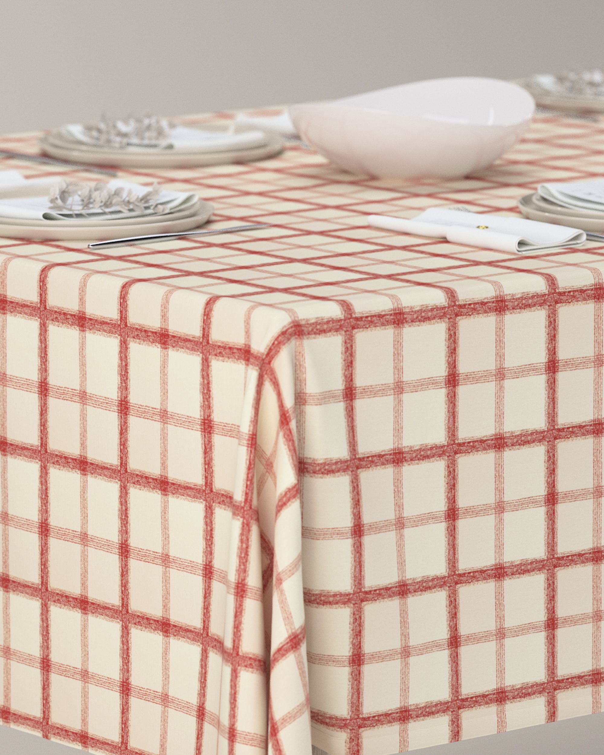 Rectangular tablecloth product colour red fabric patterned (hover)