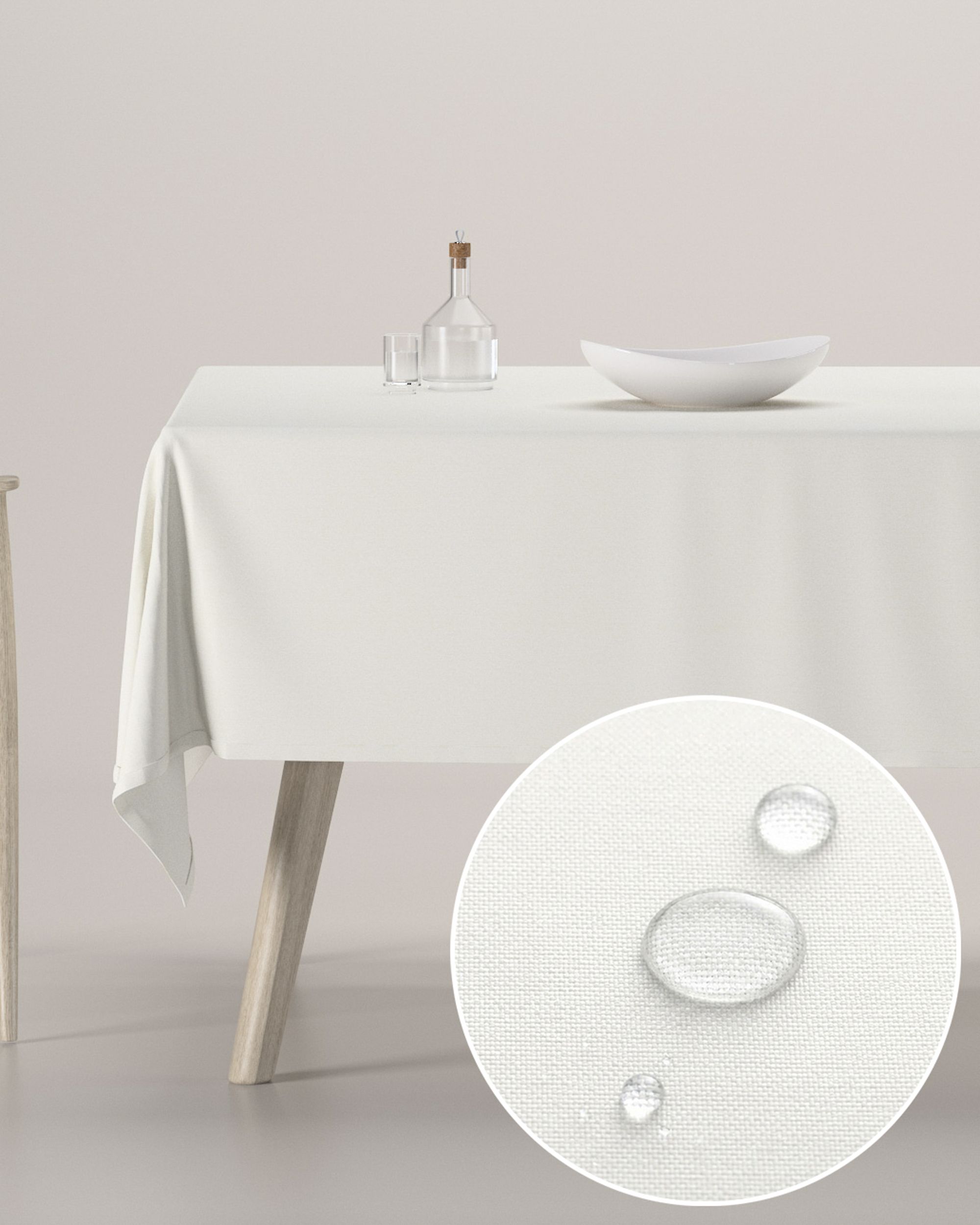 Rectangular tablecloth product colour cream fabric stain-resistant, structured