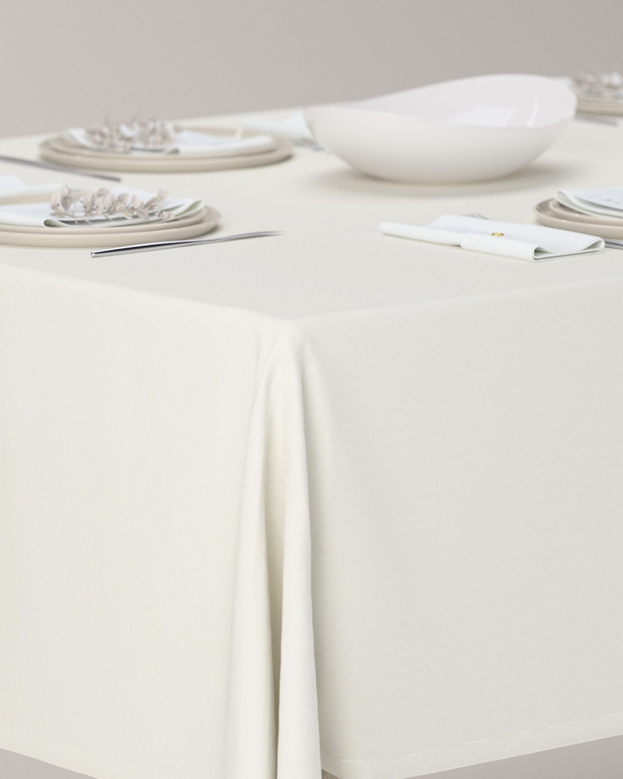 Rectangular tablecloth product colour cream fabric stain-resistant, structured (hover)