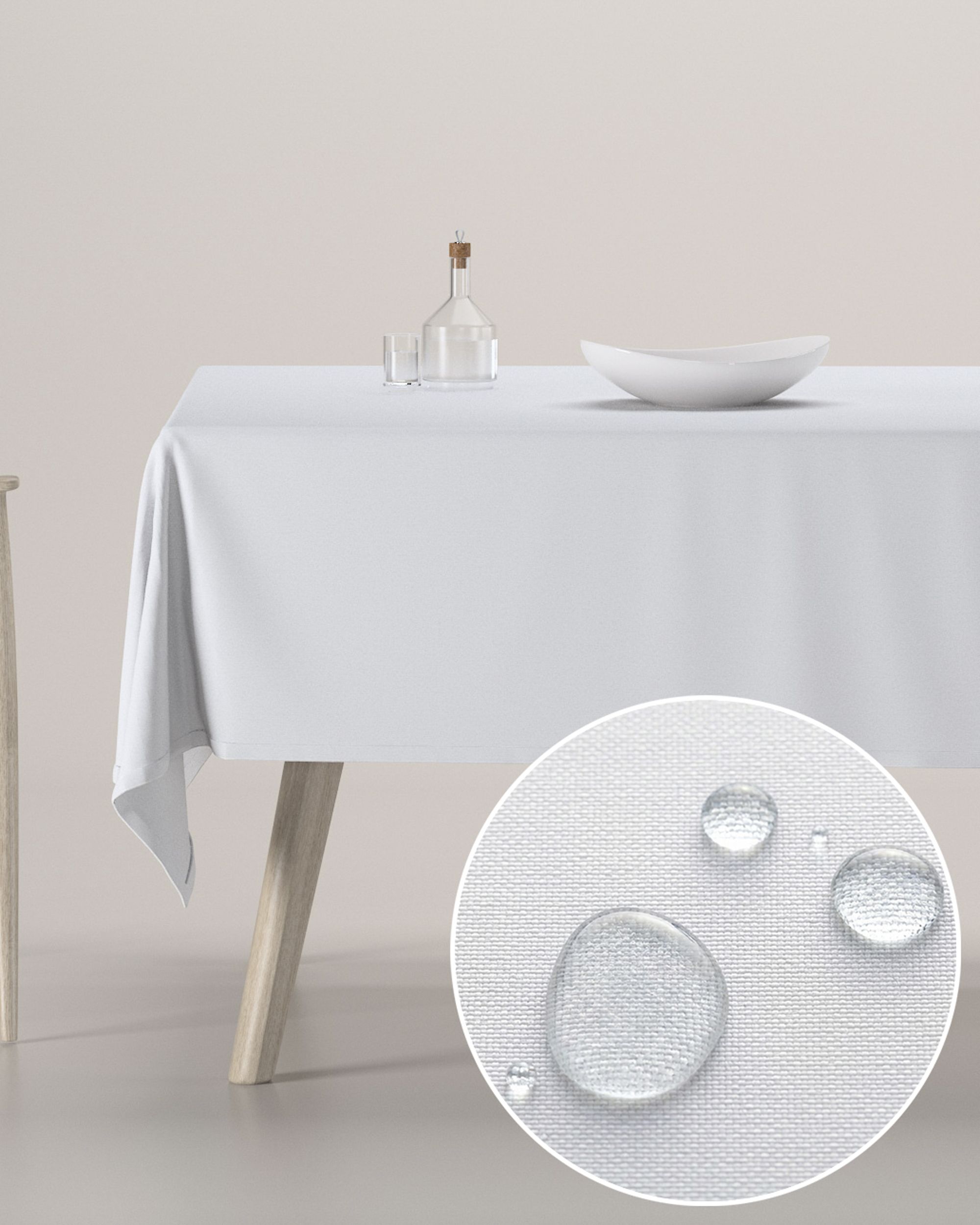 Rectangular tablecloth product colour white fabric stain-resistant, structured