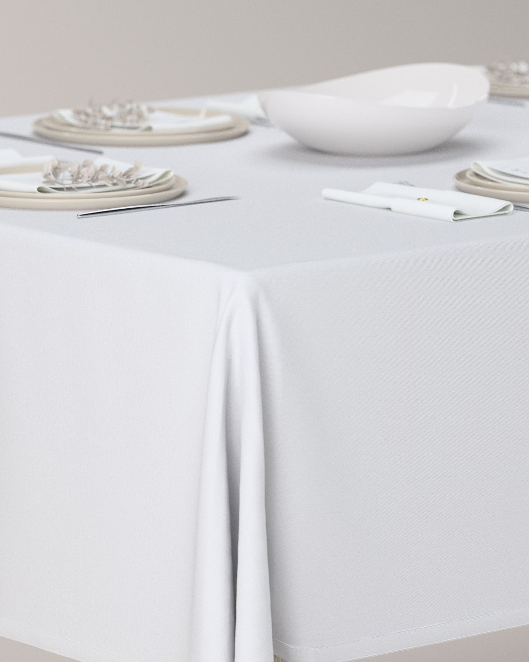 Rectangular tablecloth product colour white fabric stain-resistant, structured (hover)