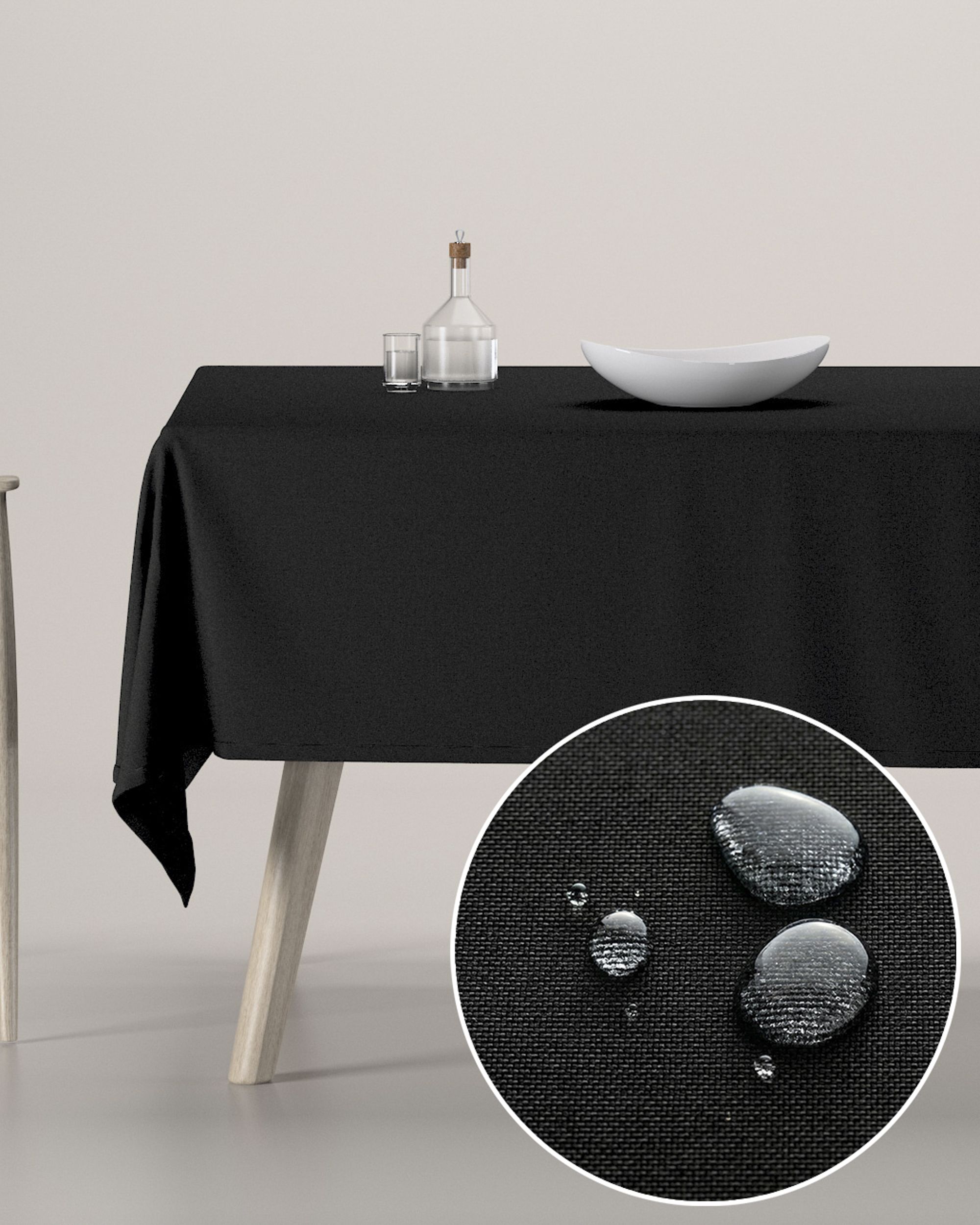 Rectangular tablecloth product colour black fabric stain-resistant, structured