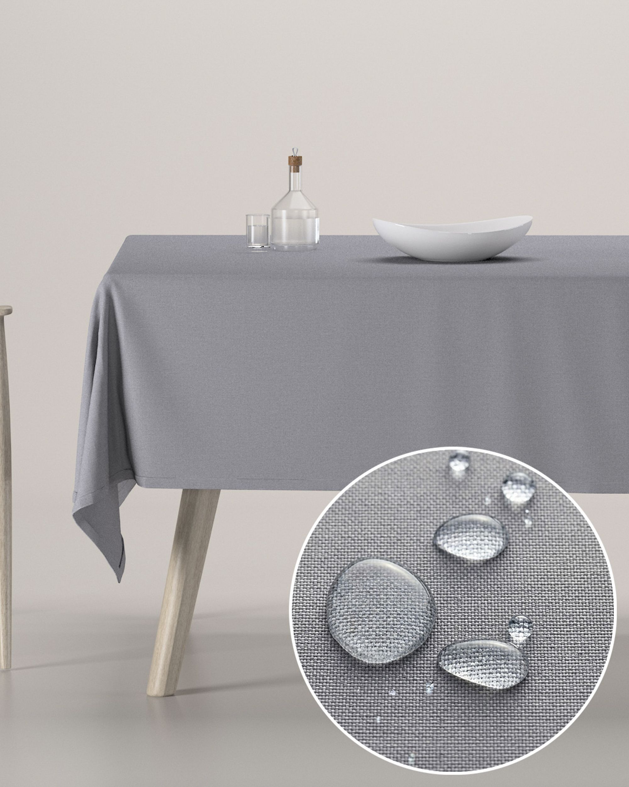 Rectangular tablecloth product colour grey fabric stain-resistant, structured