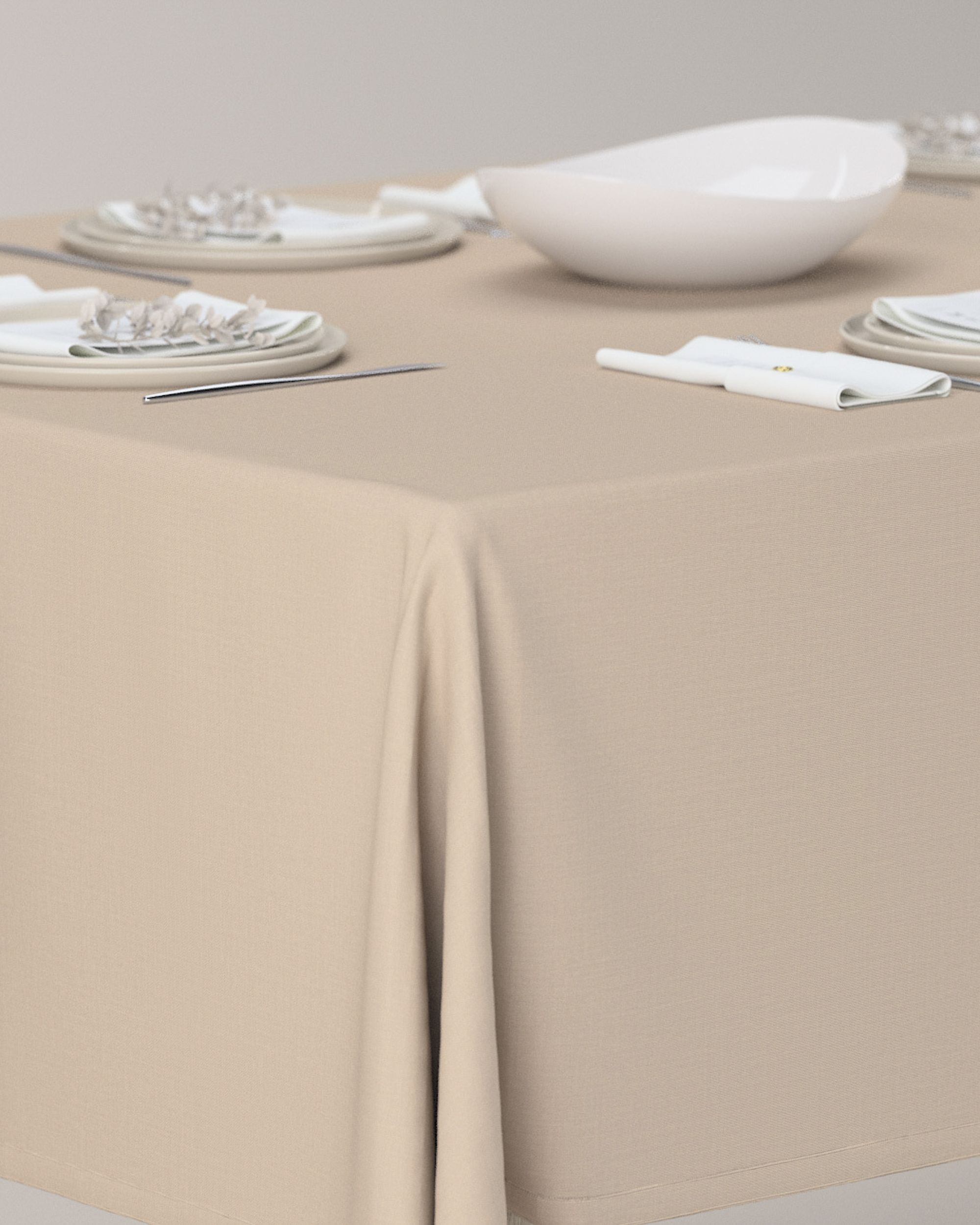 Rectangular tablecloth product colour beige fabric stain-resistant, structured (hover)