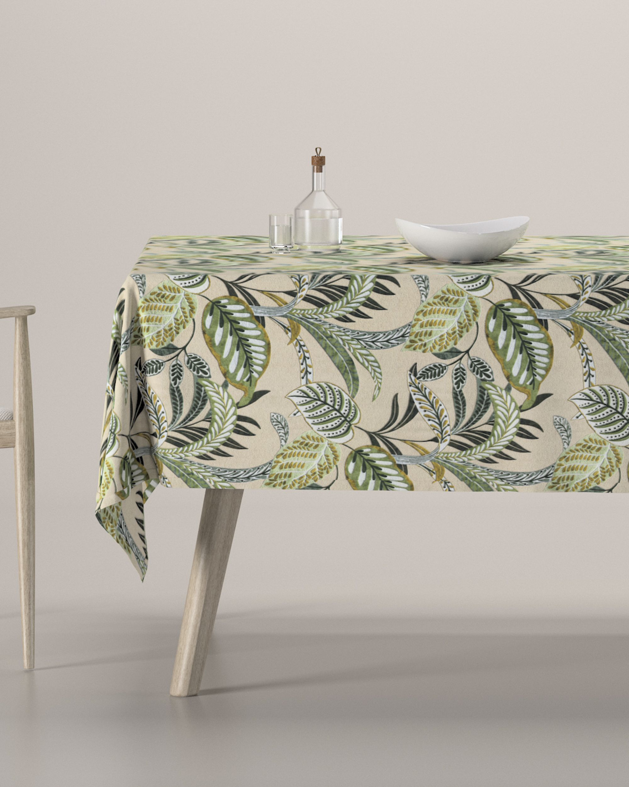 Rectangular tablecloth product colour green fabric patterned