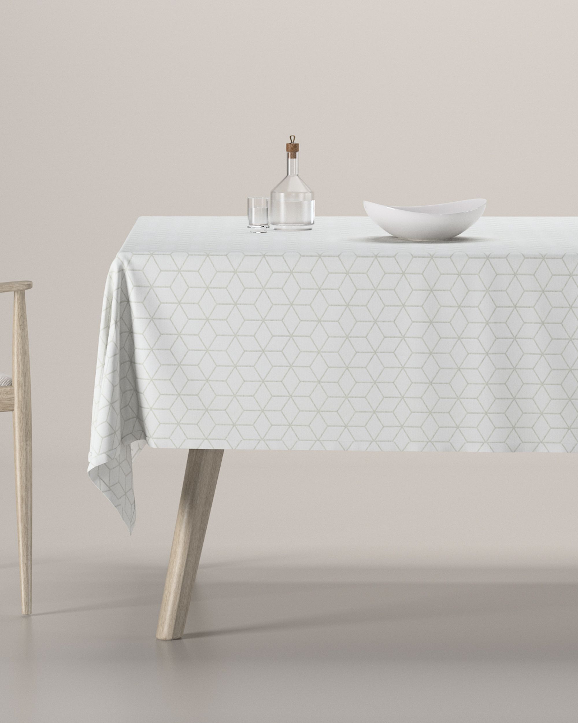 Rectangular tablecloth product colour white fabric structured, patterned