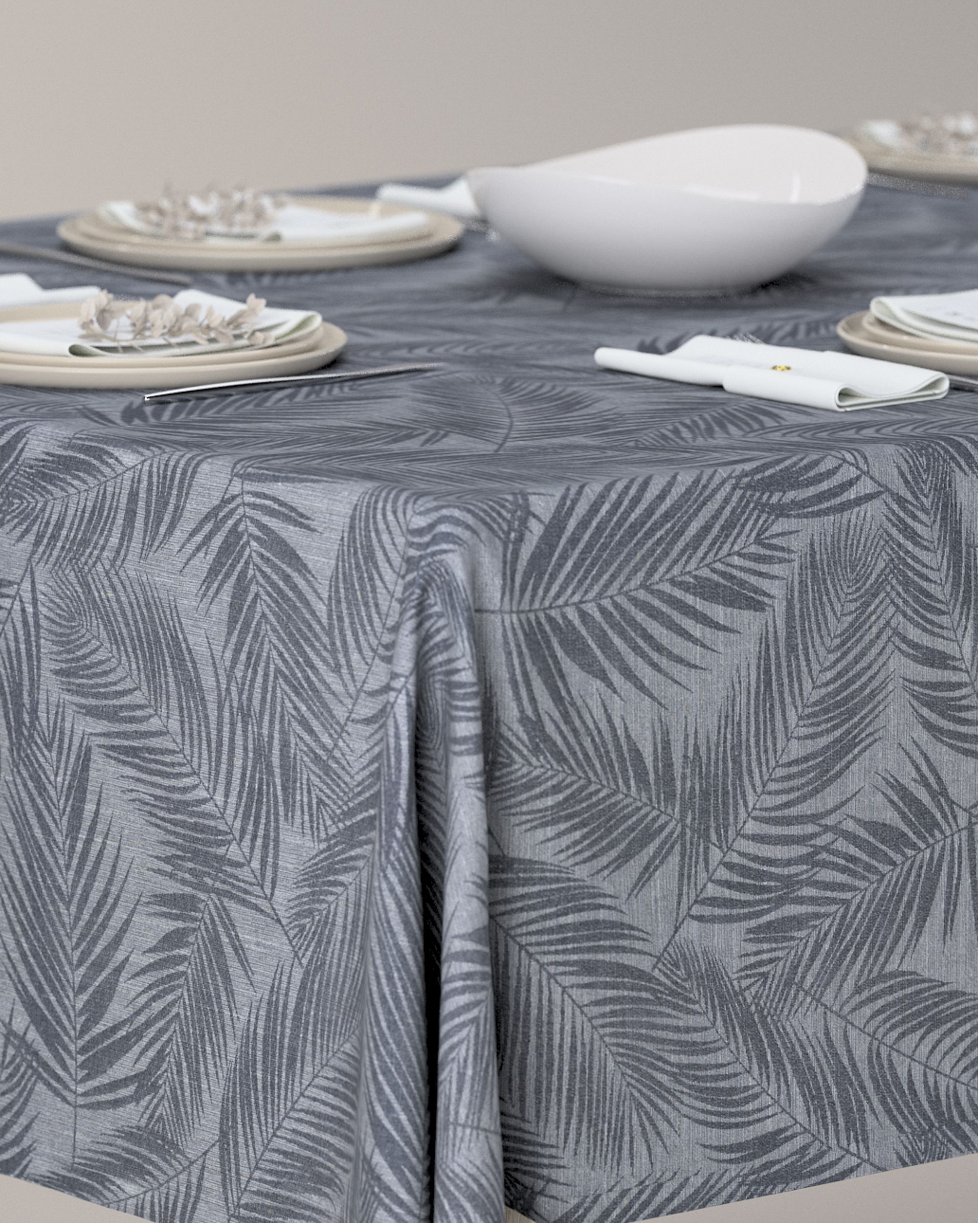 Rectangular tablecloth product colour grey fabric gloss, patterned (hover)