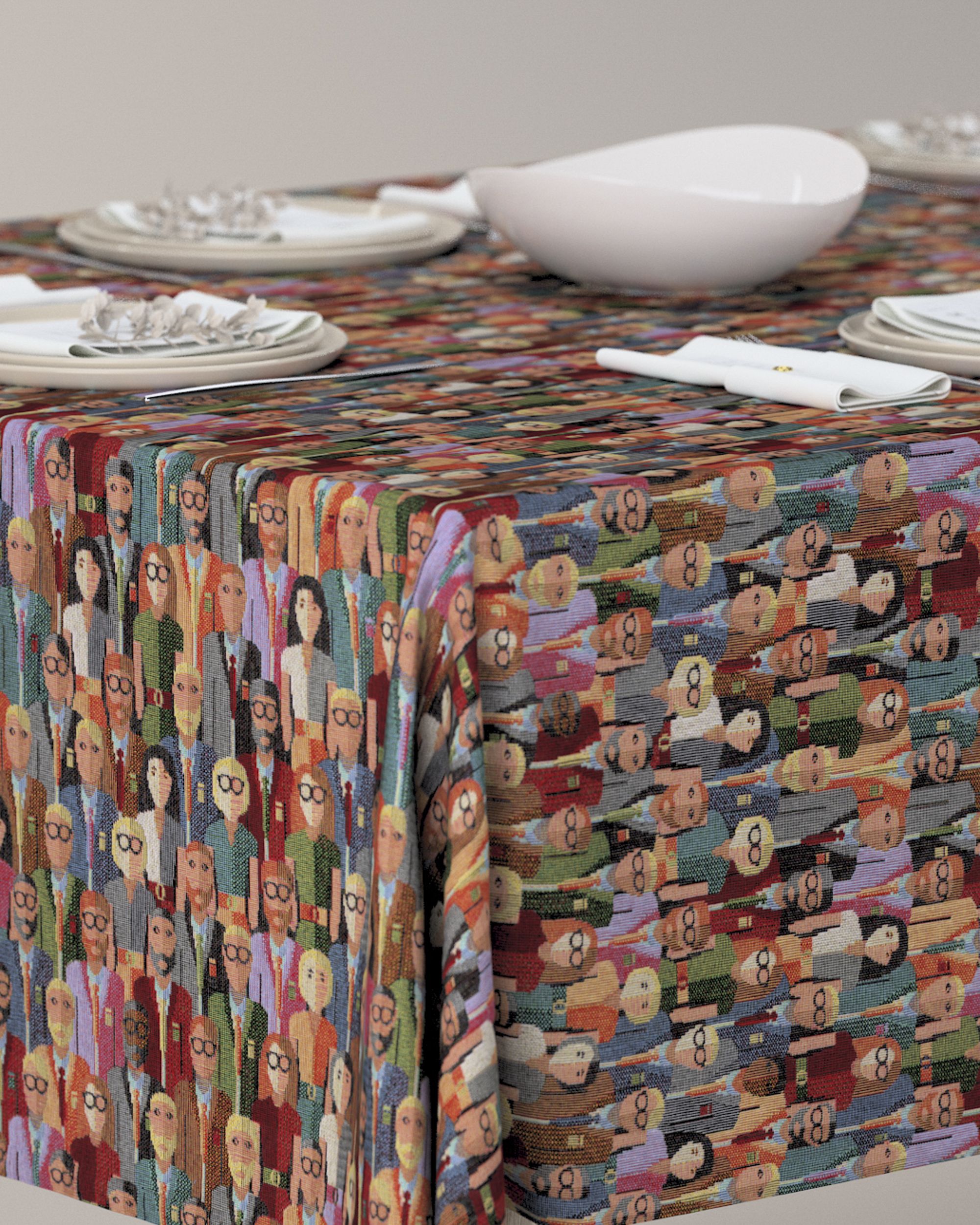 Rectangular tablecloth product colour multicolour fabric structured, patterned (hover)