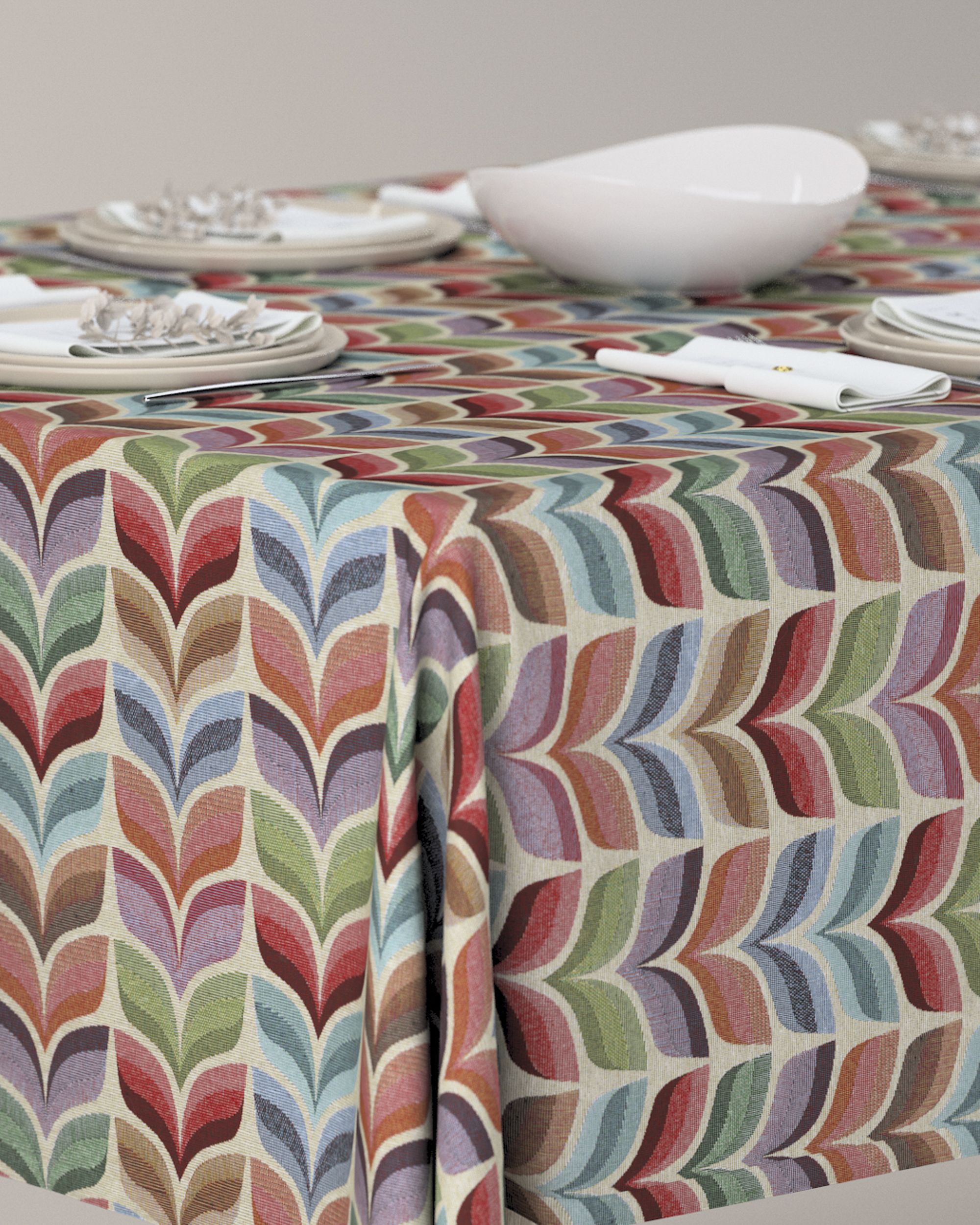 Rectangular tablecloth product colour multicolour fabric structured, patterned (hover)
