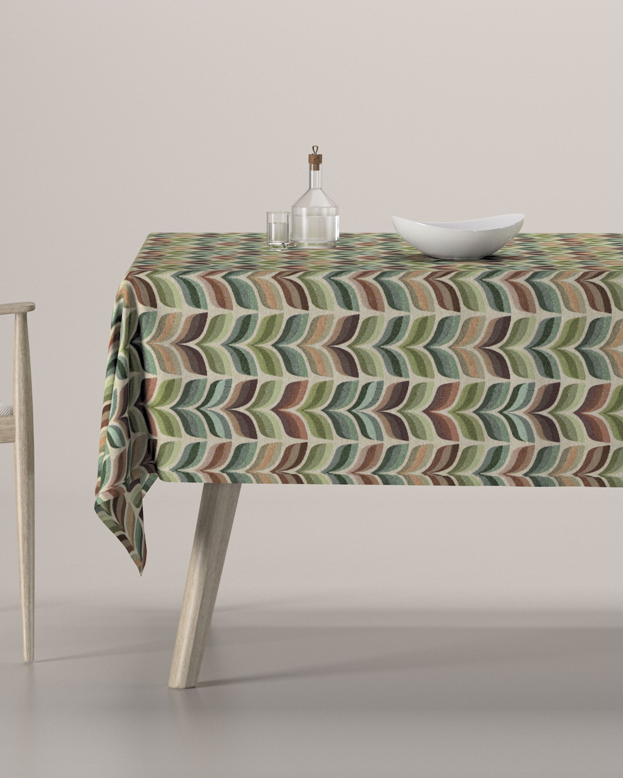 Rectangular tablecloth product colour green fabric structured, patterned