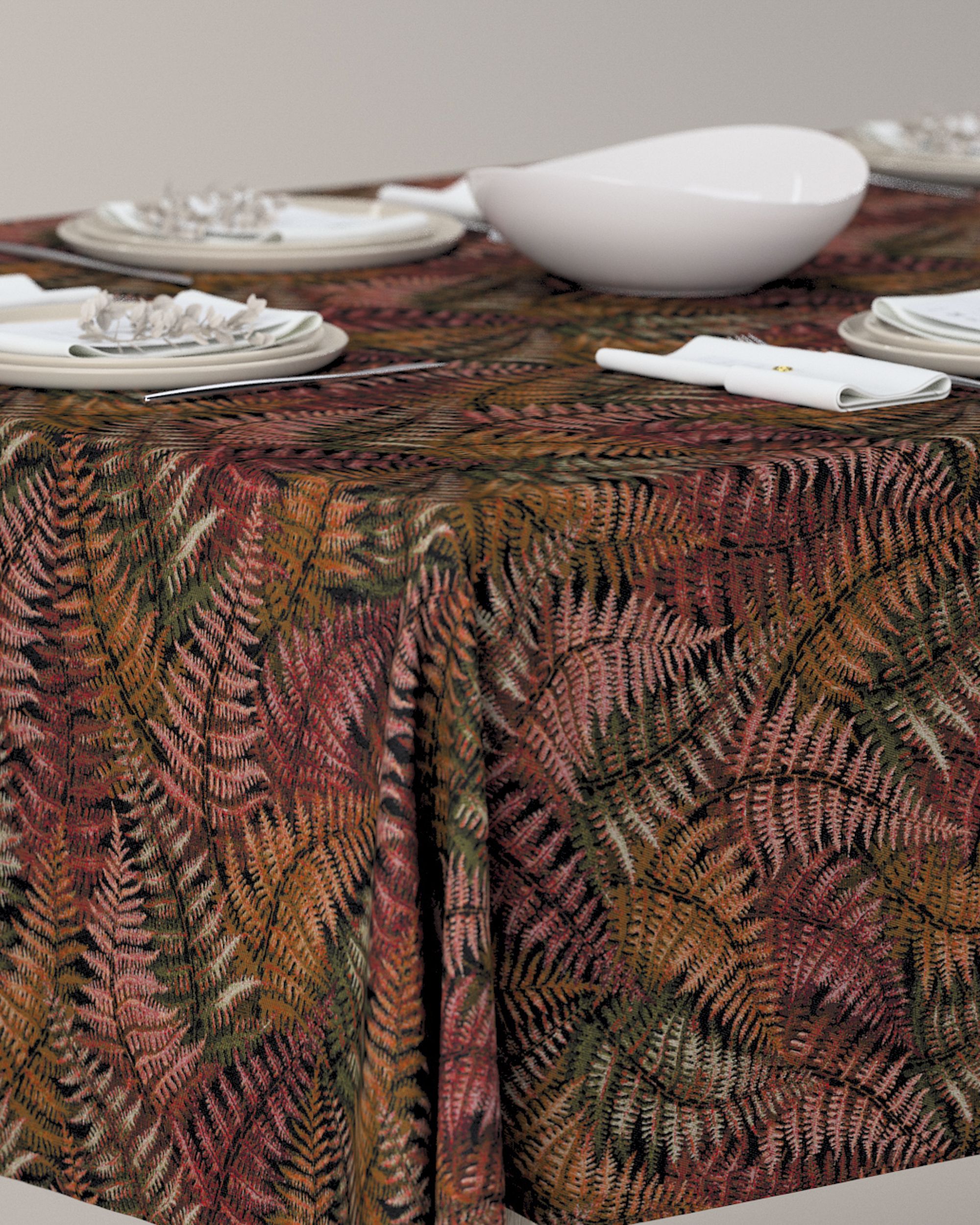 Rectangular tablecloth product colour burgundy fabric structured, patterned (hover)