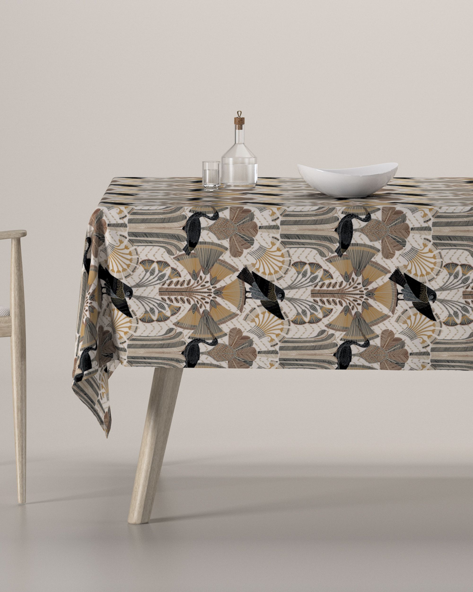 Rectangular tablecloth product colour brown fabric patterned
