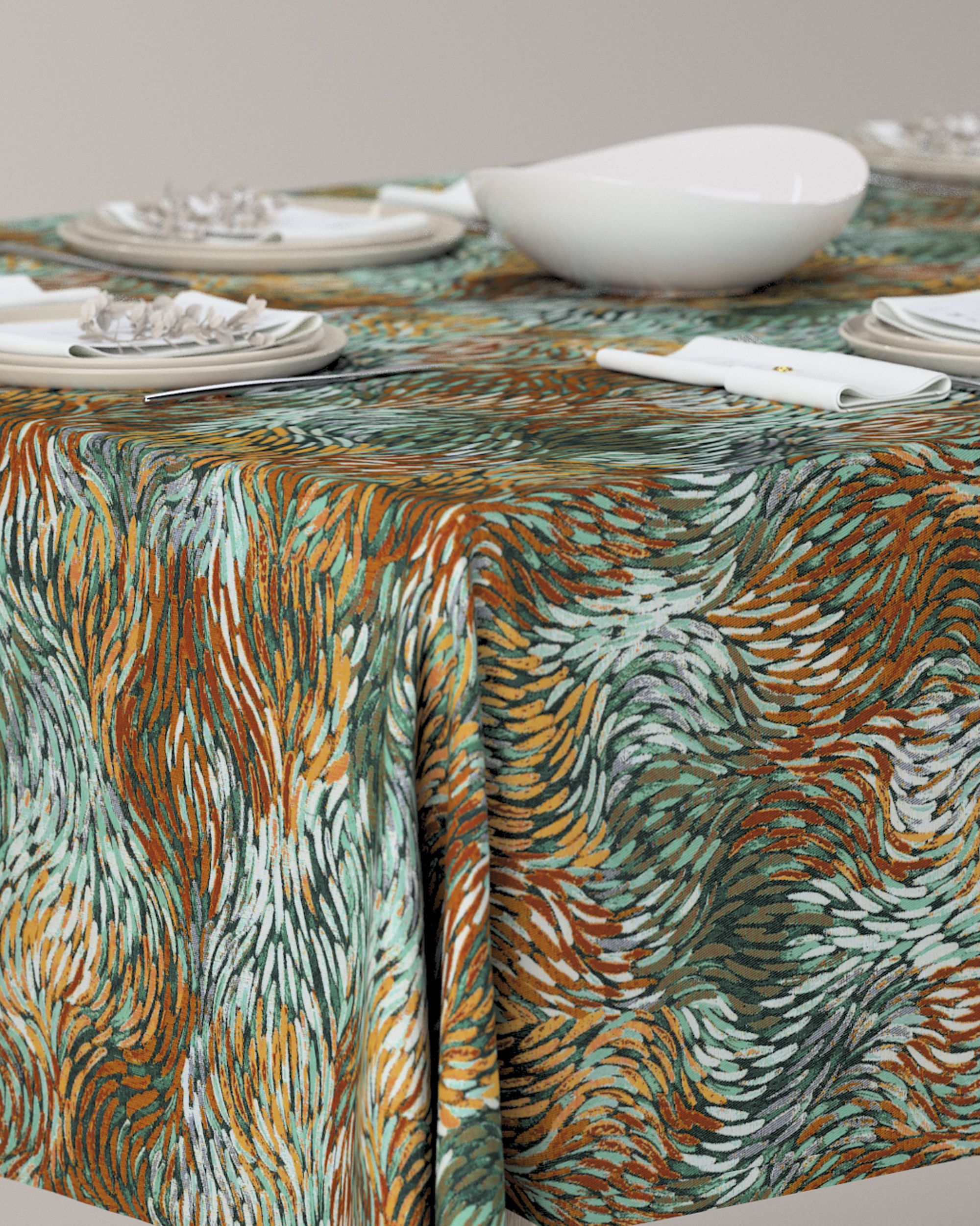 Rectangular tablecloth product colour multicolour fabric structured, patterned (hover)