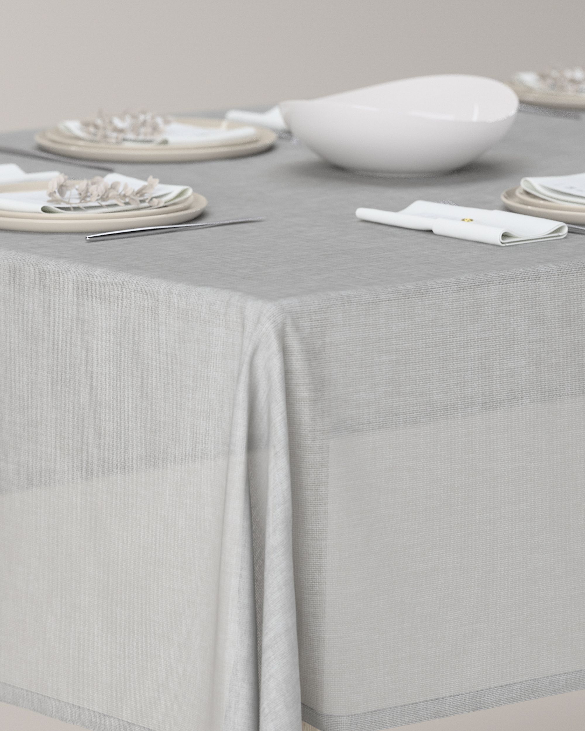 Rectangular tablecloth product colour grey fabric structured (hover)