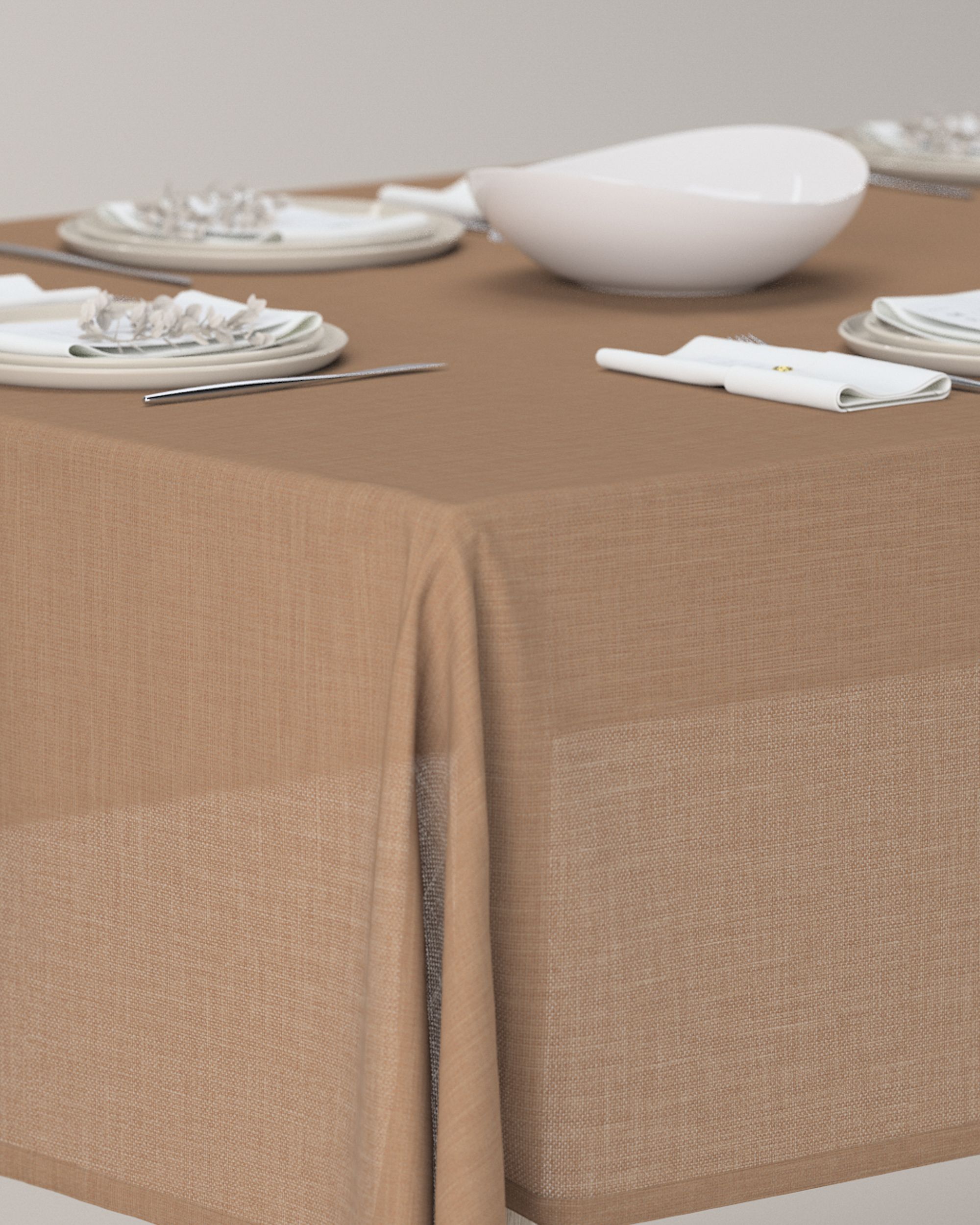 Rectangular tablecloth product colour brown fabric structured (hover)